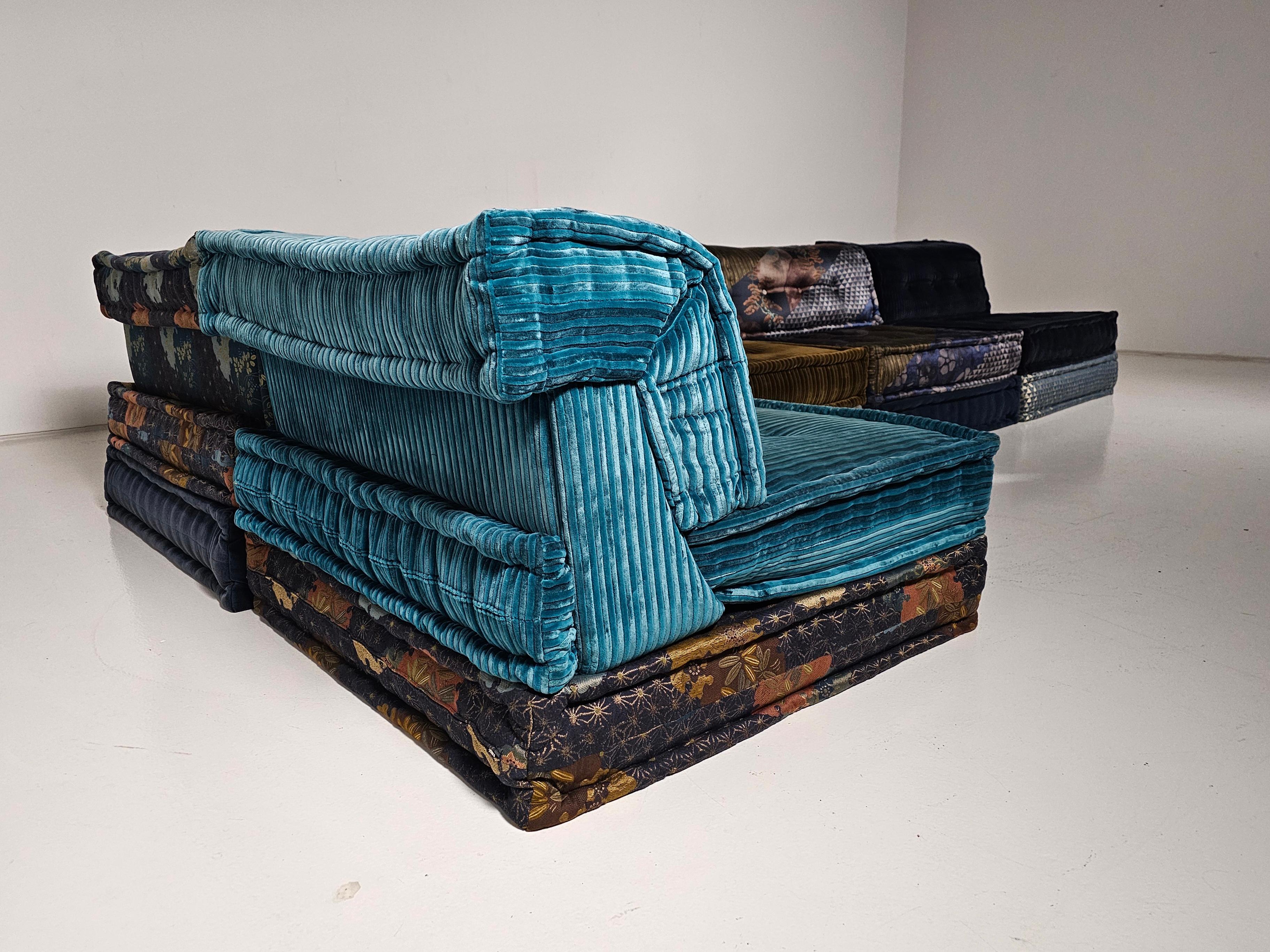 Mah Jong 10 piece sectional sofa in Kenzo Takada fabric, Roche Bobois, France 7