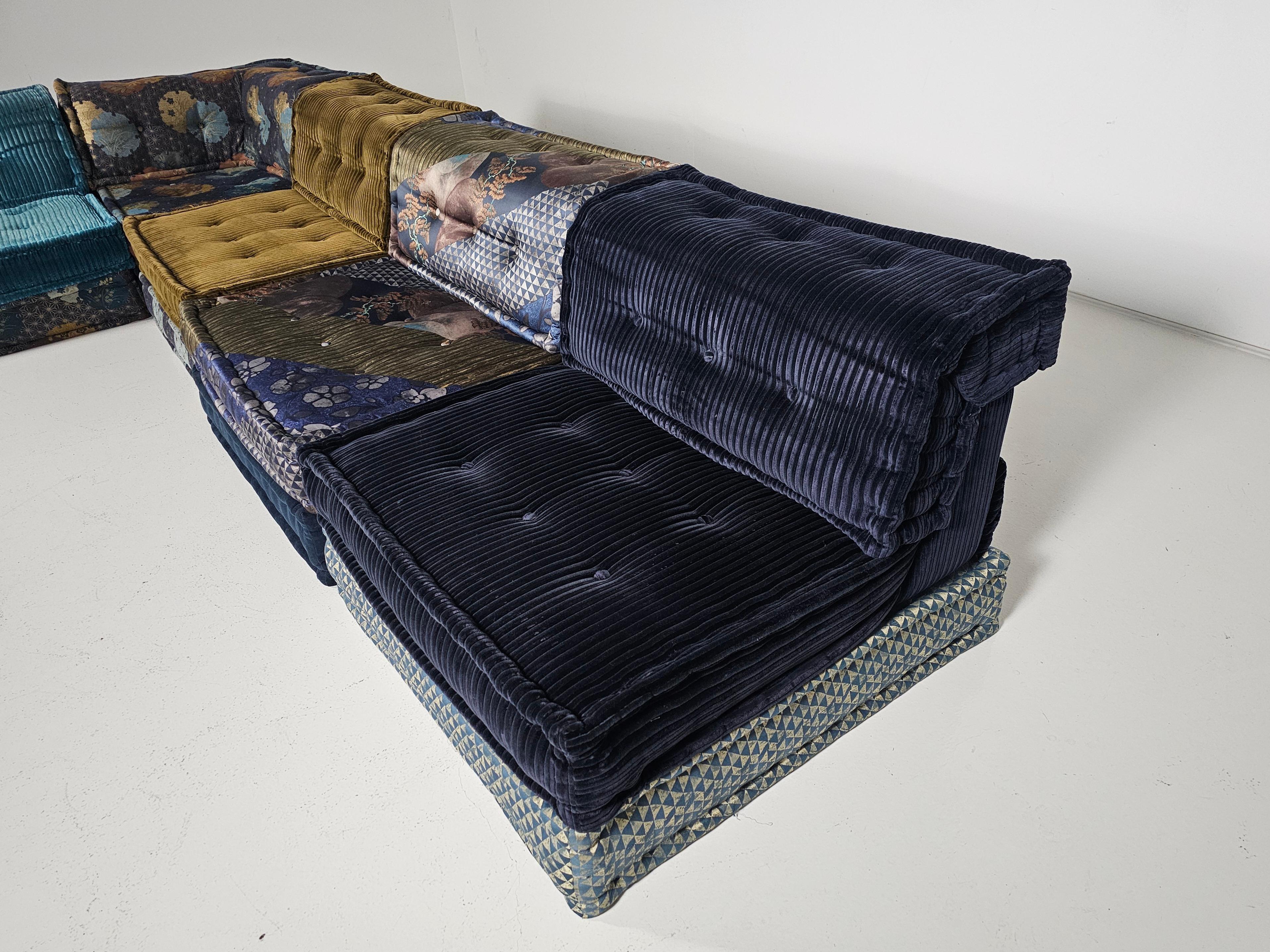 Mah Jong 10 piece sectional sofa in Kenzo Takada fabric, Roche Bobois, France 1