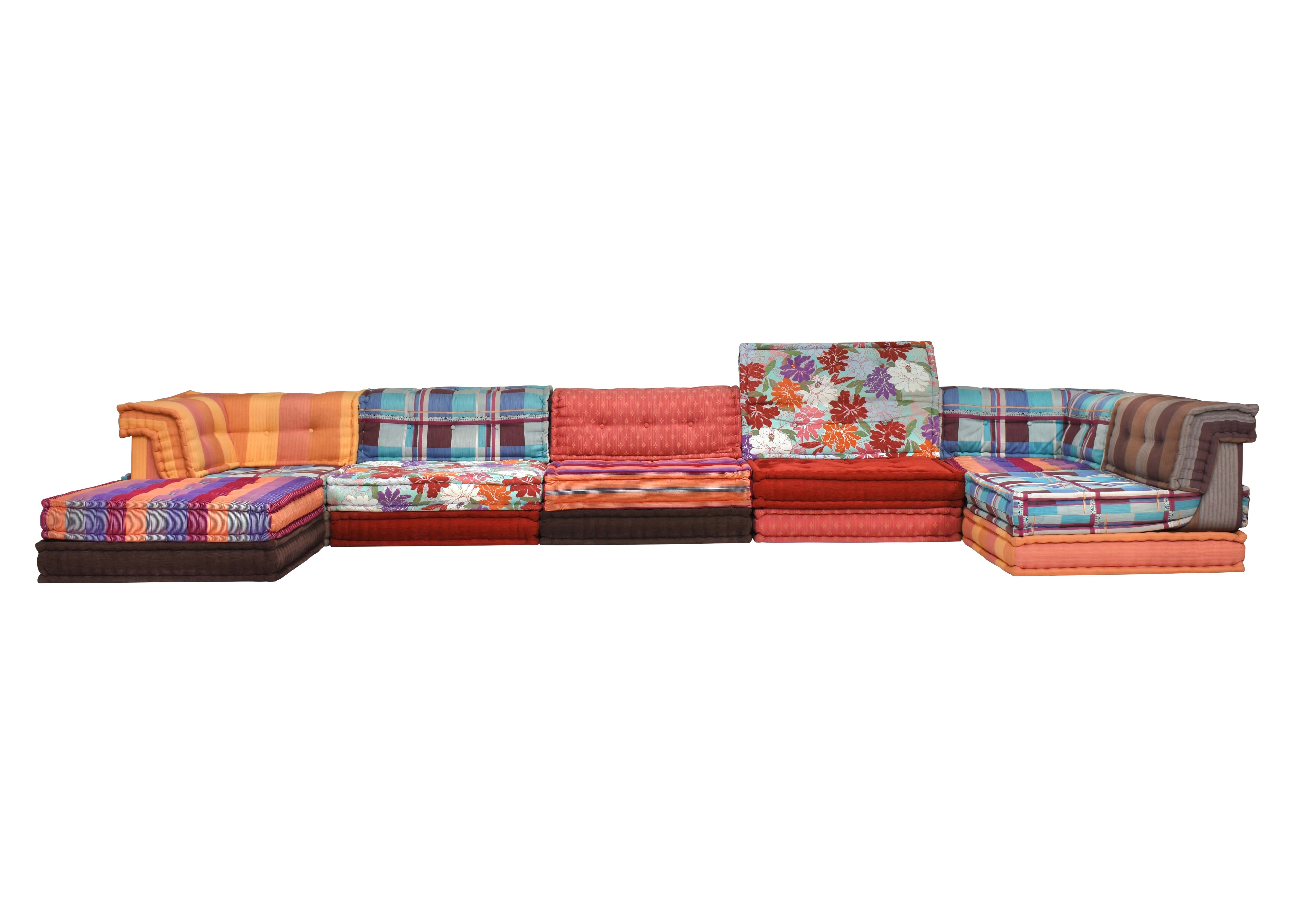 Large Mah Jong sectional sofa in original fabric designed by Hans Hopfer for Roche Bobois in original Missoni fabric. France circa 1970.
Although not necessary for this item we also offer reupholstery service on request. The damages in the pictures
