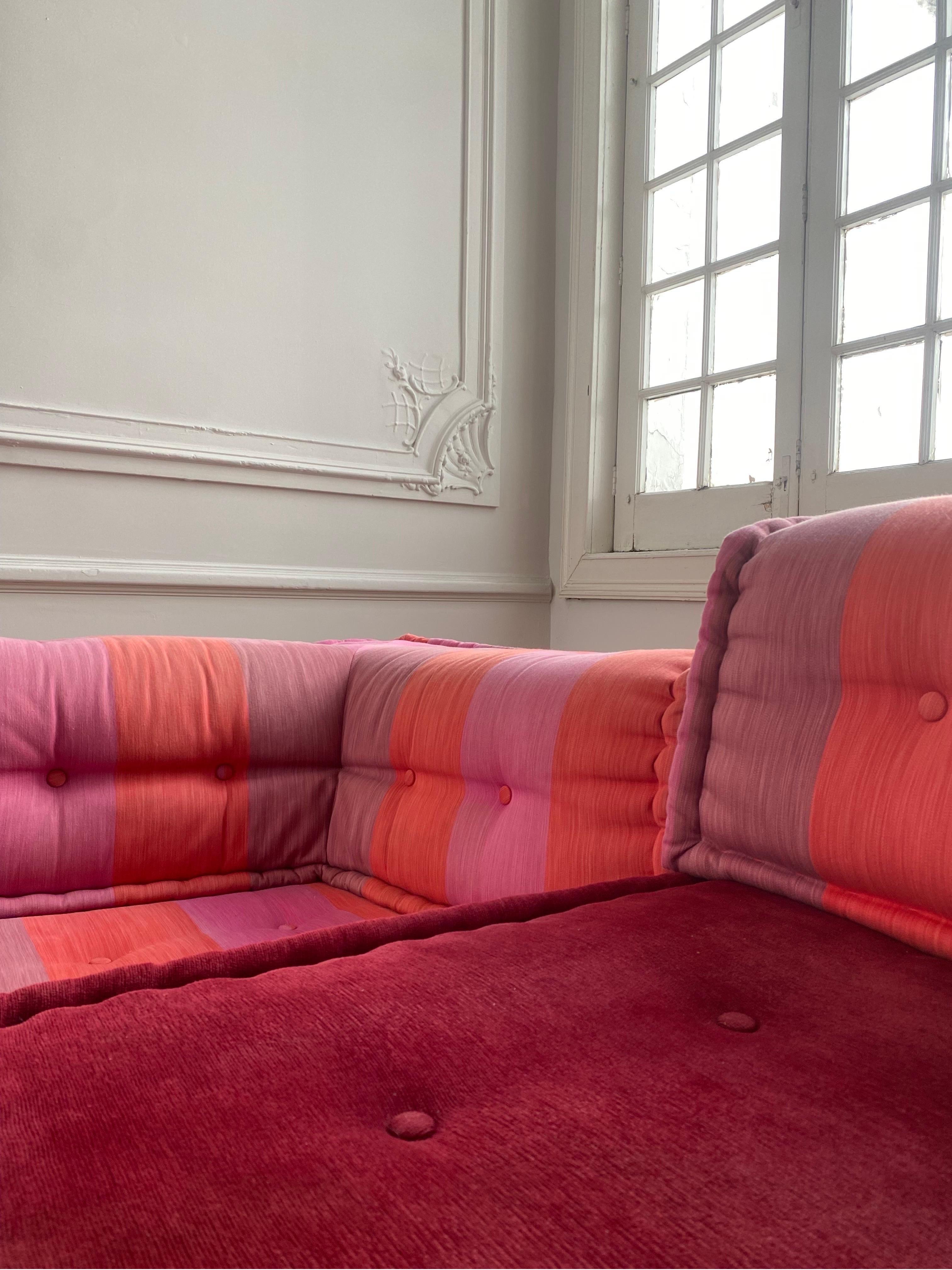 Italian Mah Jong 7 Piece Living Room Set Upholstery by Kenzo, Made by Roche Bobois
