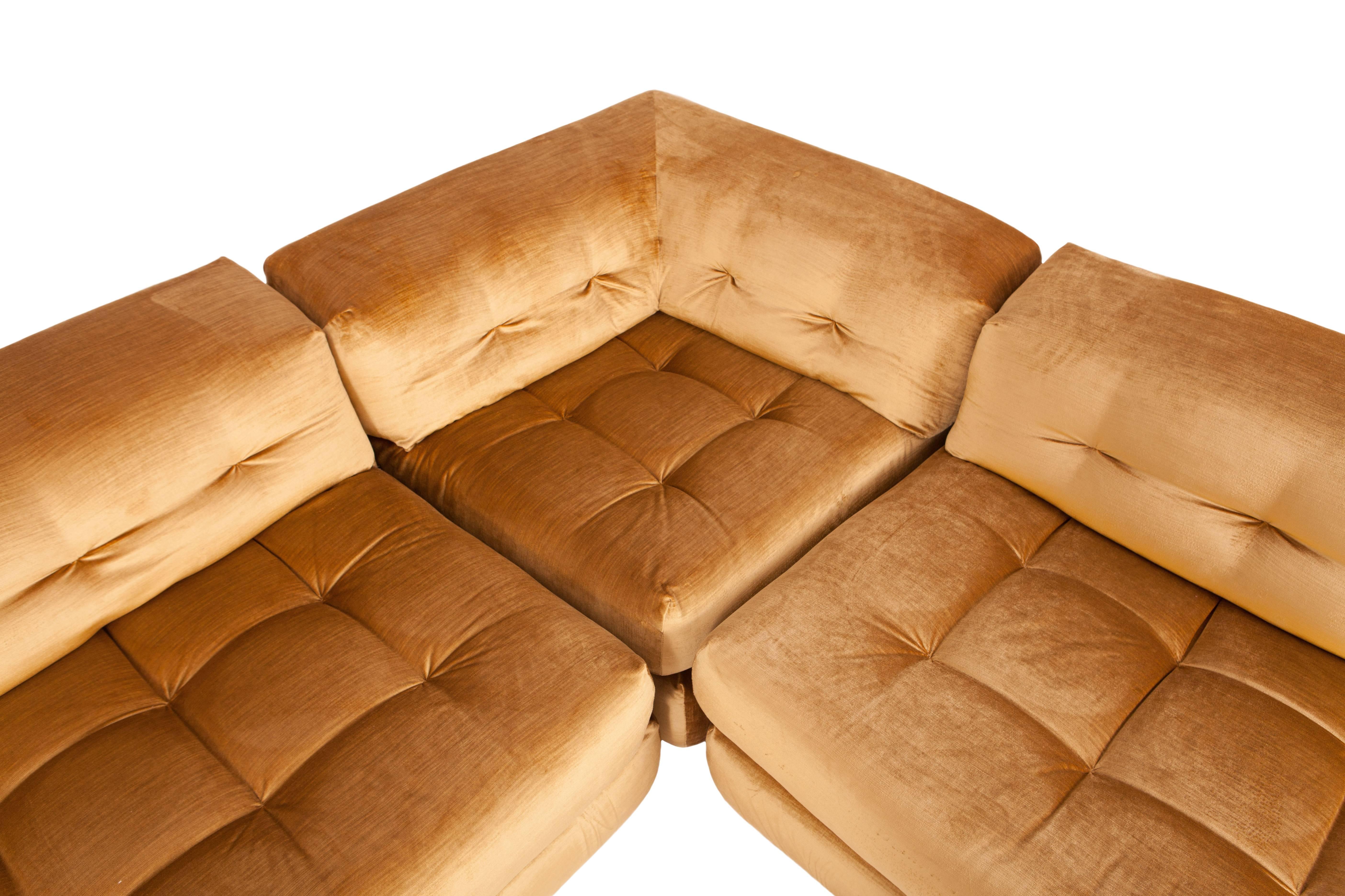 gold velvet sectional sofa