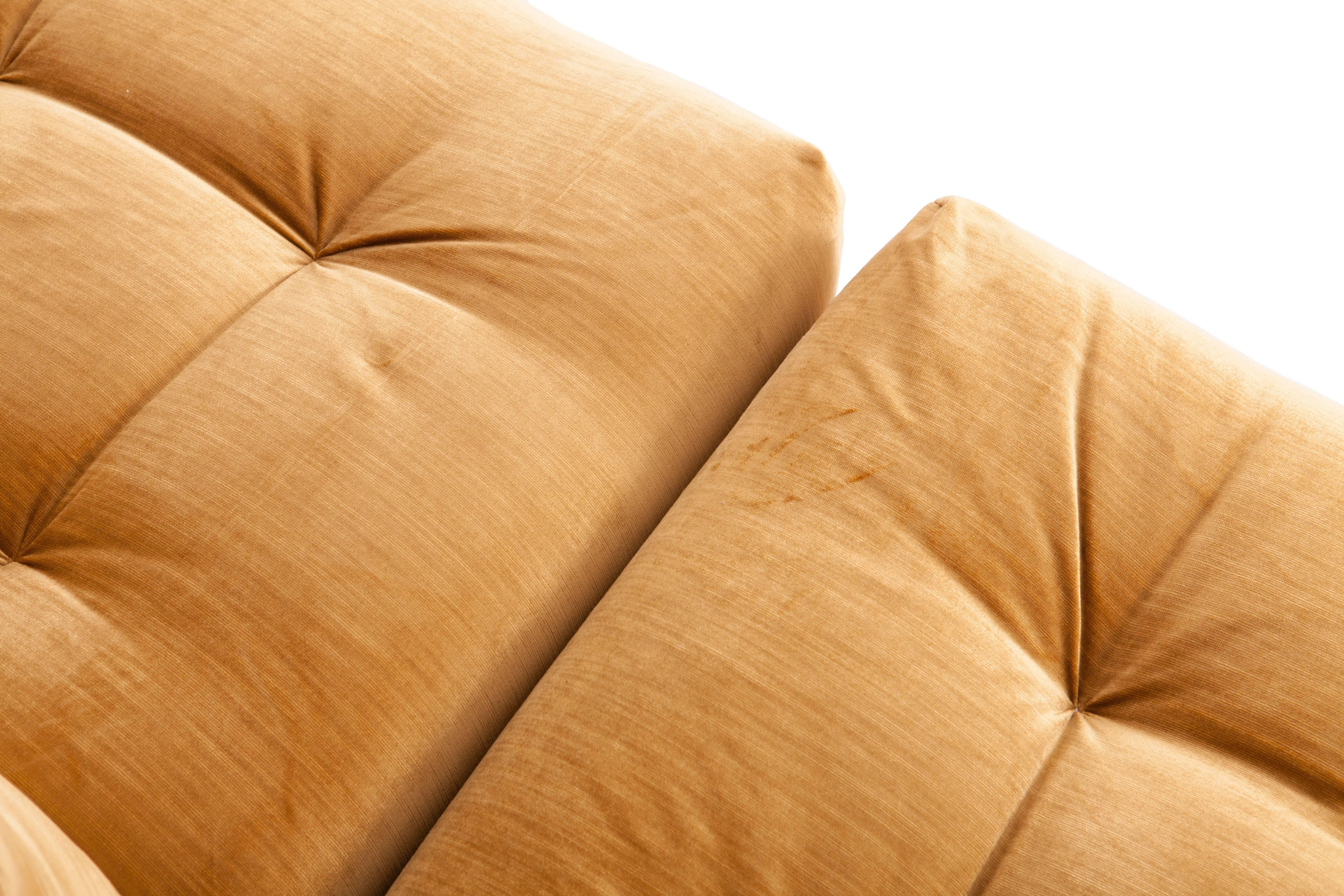Post-Modern Mah Jong Modular Sectional Sofa in Gold Velvet by Roche Bobois