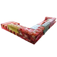 Mah Jong Modular Sofa Hans Hopfer Roche Bobois Kenzo Floral Silk Velvet Kimono