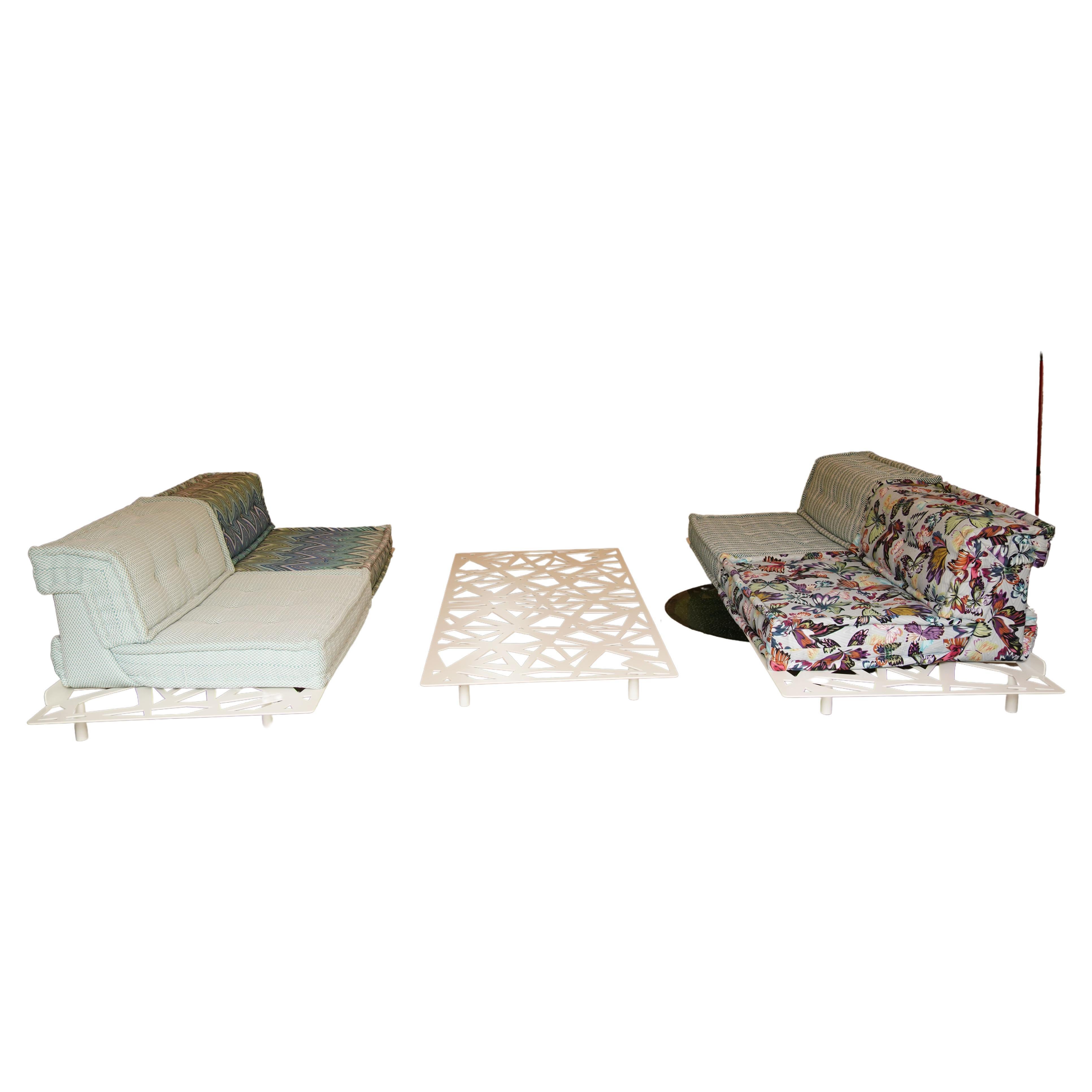 Mah Jong Outdoor Sofa with Table In Missoni Fabric by Roche Bobois, France 2020