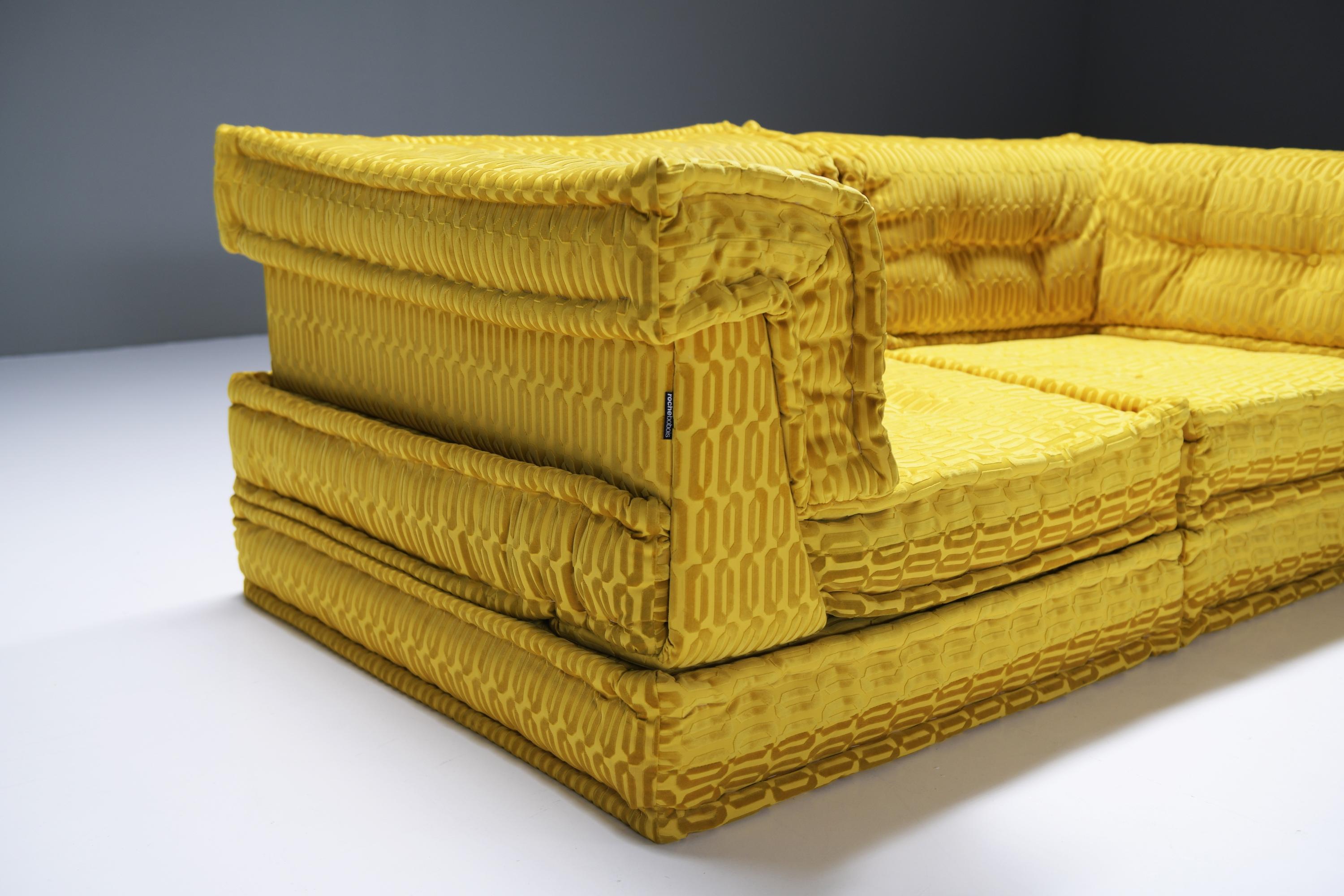 Mah Jong Private modular sofa in gold by Hans Hopfer for Roche Bobois France For Sale 10