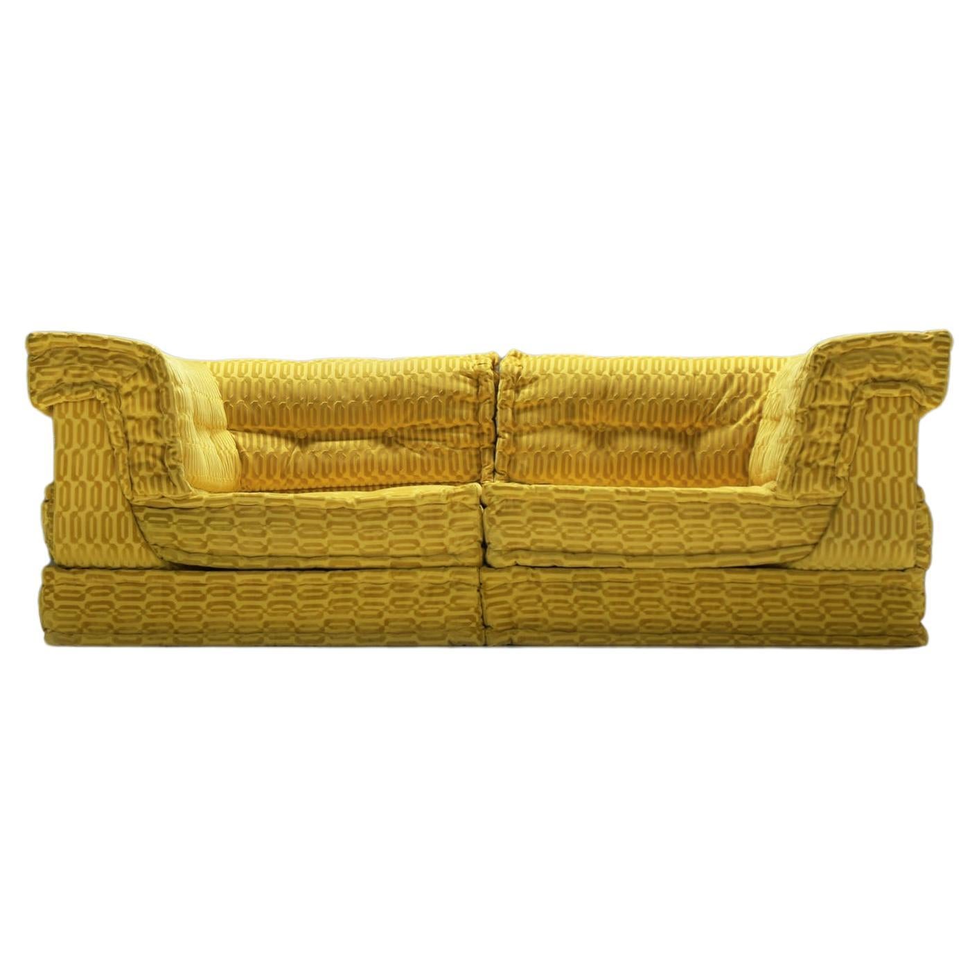 Mah Jong Private modular sofa in gold by Hans Hopfer for Roche Bobois France For Sale