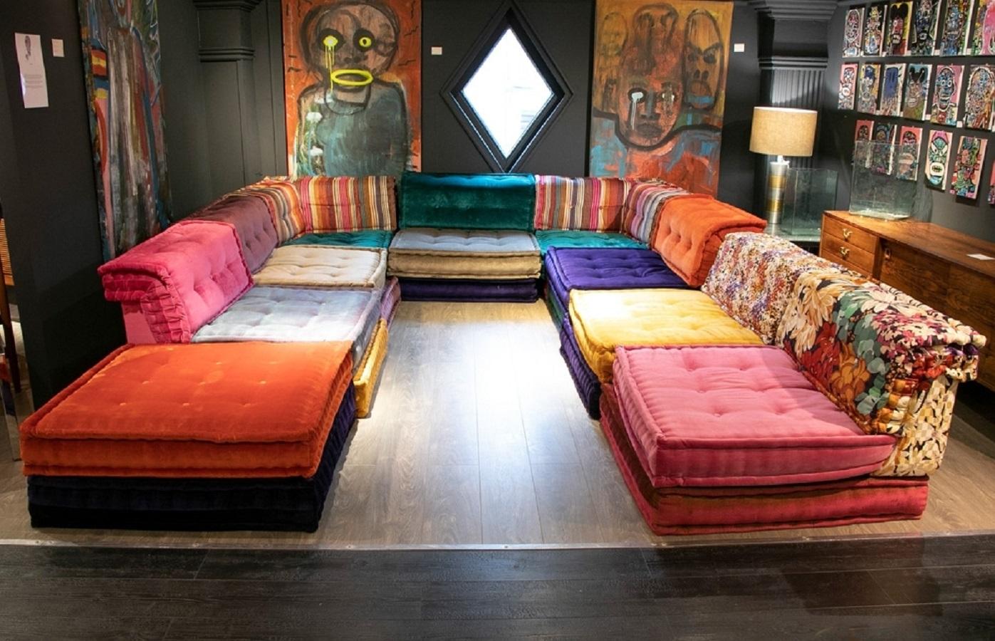 Measures: Each section H 67cm, W 99cm, D 99cm

A 20th century Mah Jong Roche Bobois modular sofa designed in 1971 by Hans Hopfer upholstered in Missoni fabric.