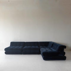 Mah Jong sectional sofa by Hans Hopfer for Roche Bobois (1970s) ink blue velvet