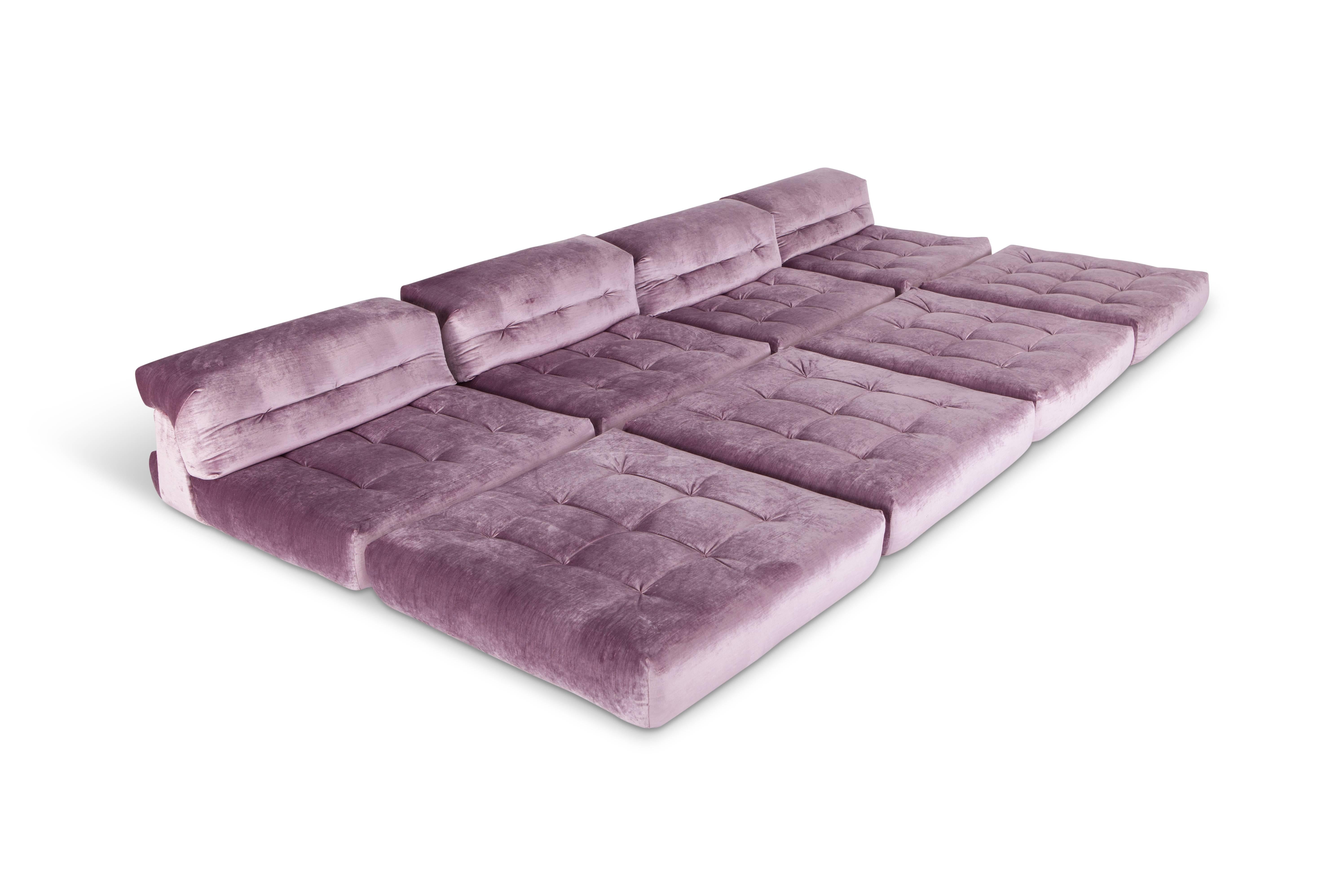 Mah Jong sectional Sofa in Purple Velvet by Roche Bobois 5