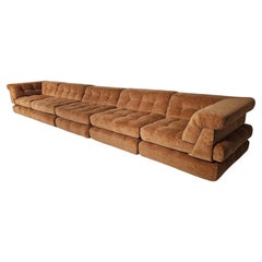 Mah Jong Sofa aus rostbrauner Chenille von Hans Hopfer, Roche Bobois, Frankreich, 1970er Jahre