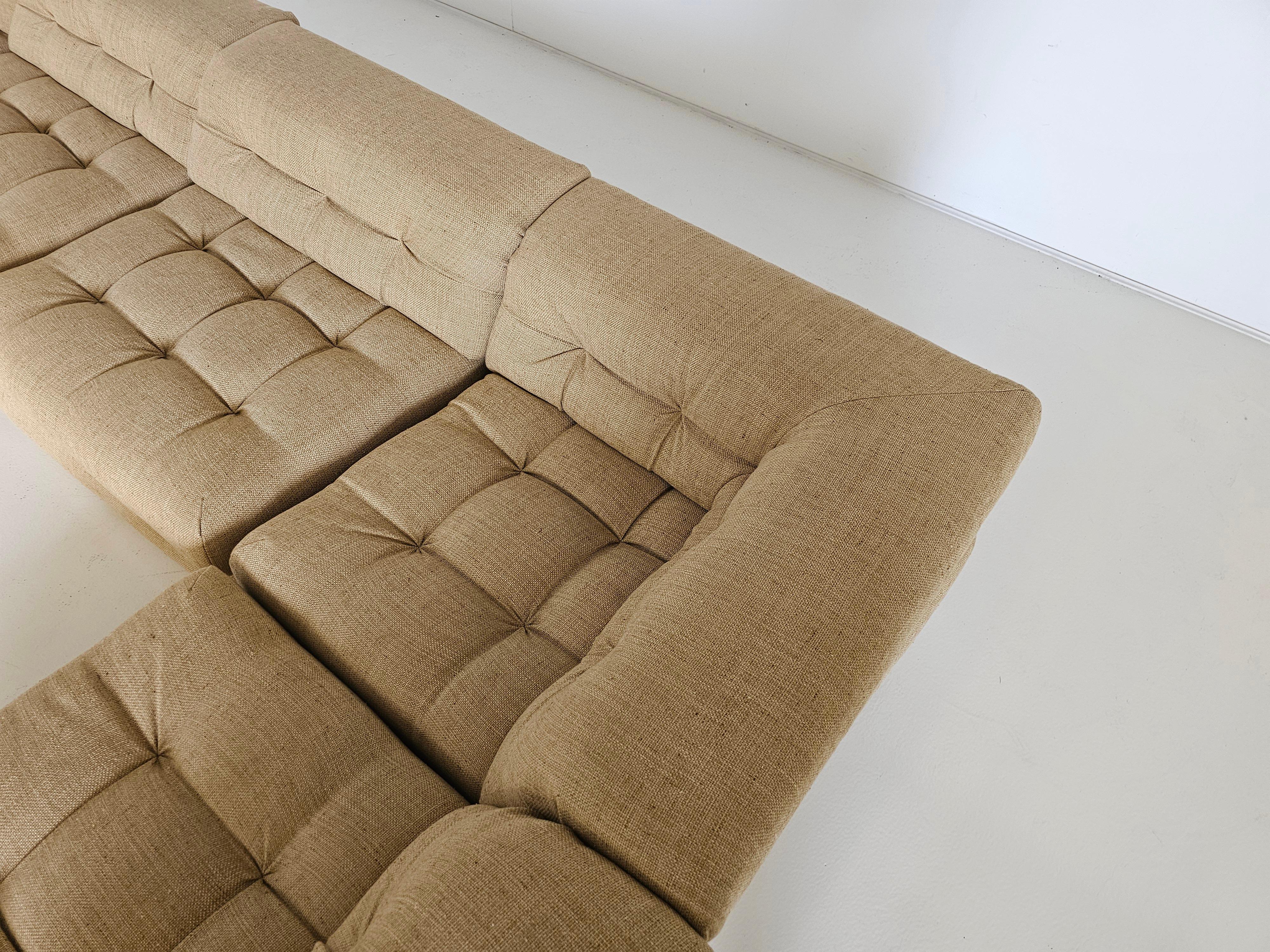 Mah Jong sofa in beige/sand fabric by Hans Hopfer, Roche Bobois, France, 1970s 3