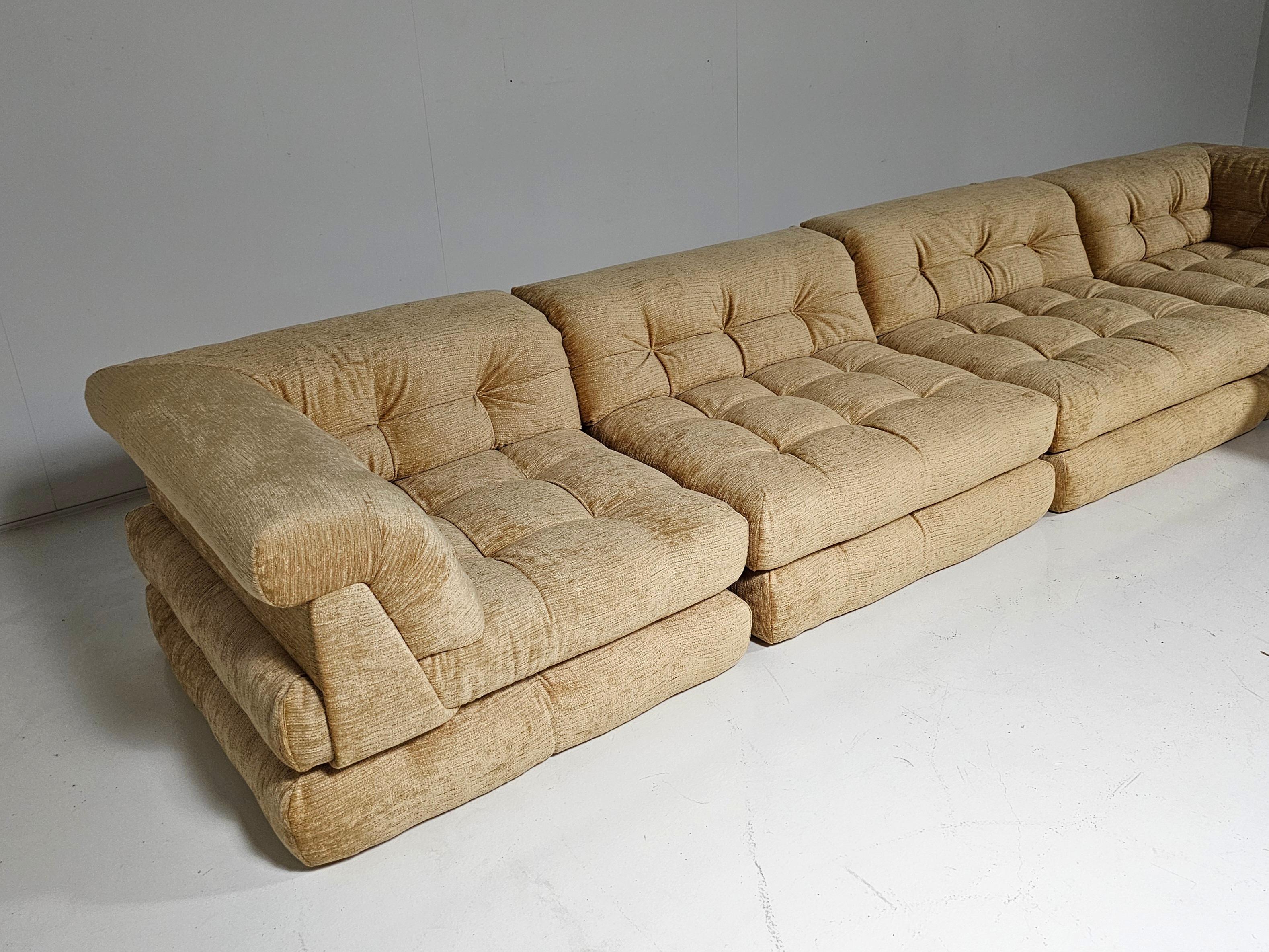 Mah Jong sofa in chenille fabric  by Hans Hopfer, Roche Bobois, France, 1970s 3