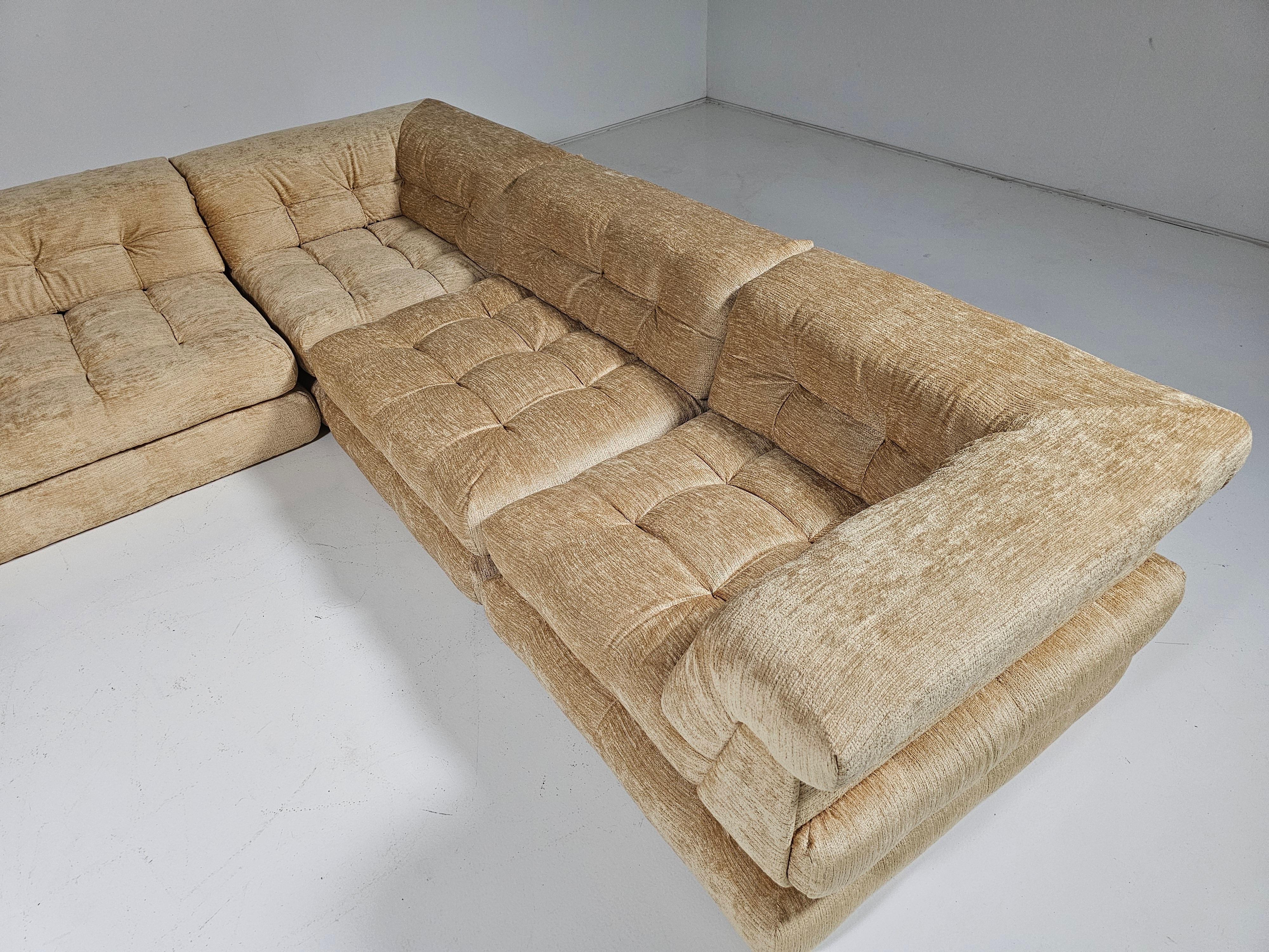 Mah Jong sofa in chenille fabric  by Hans Hopfer, Roche Bobois, France, 1970s 4