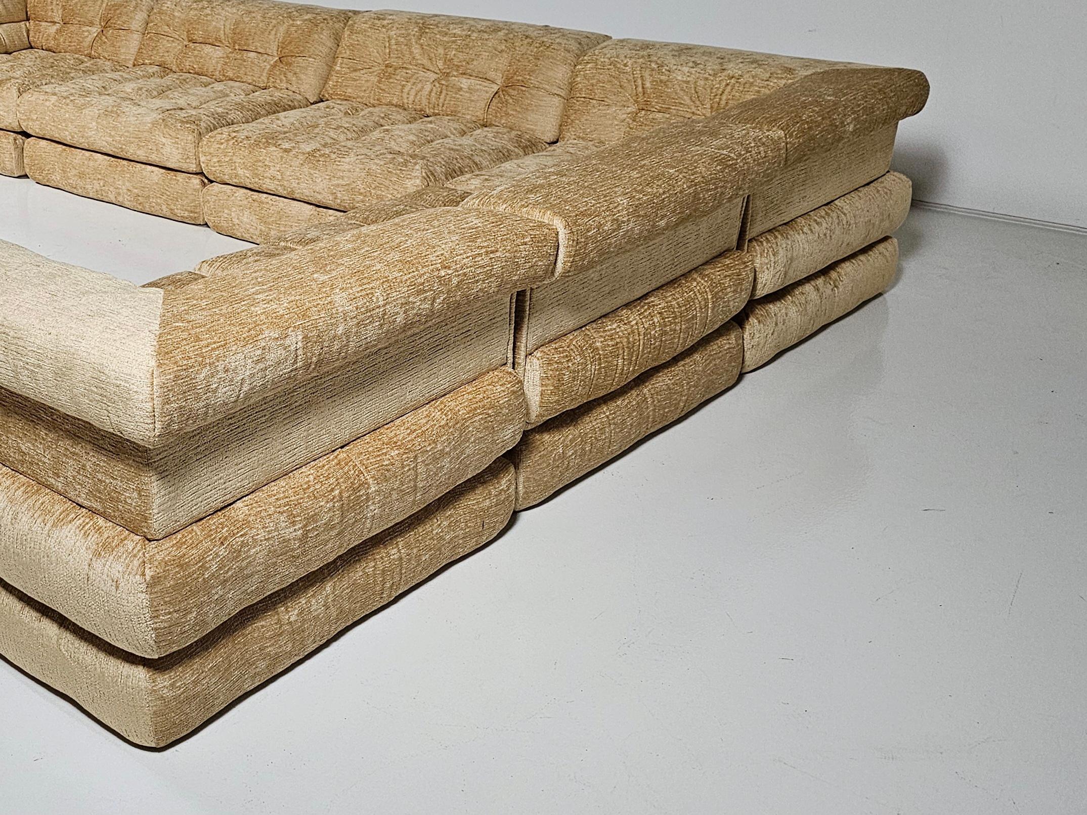 Mah Jong sofa in chenille fabric  by Hans Hopfer, Roche Bobois, France, 1970s 2