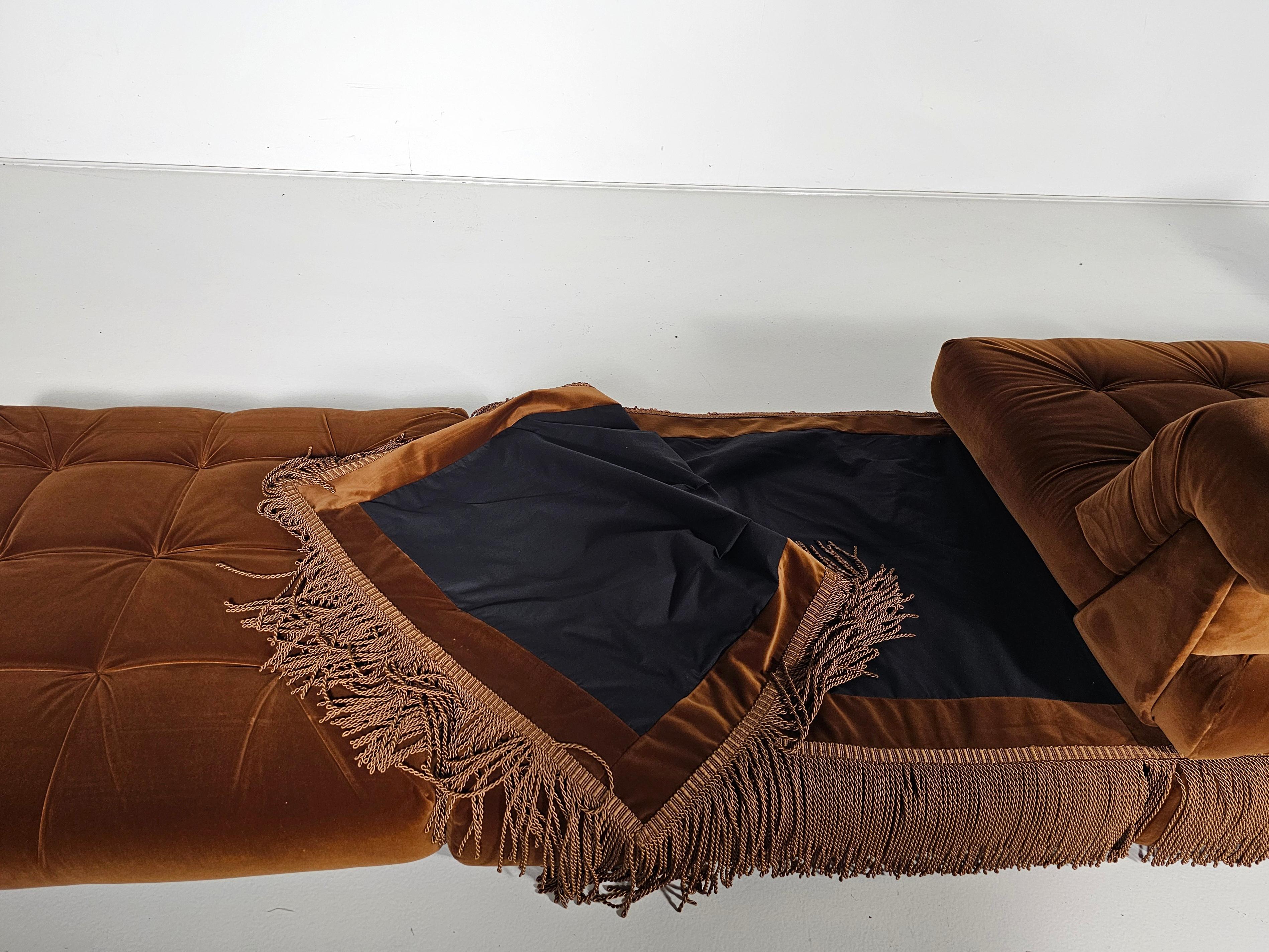 Mah Jong sofa in light brown velvet by Hans Hopfer, Roche Bobois, France, 1970s 4