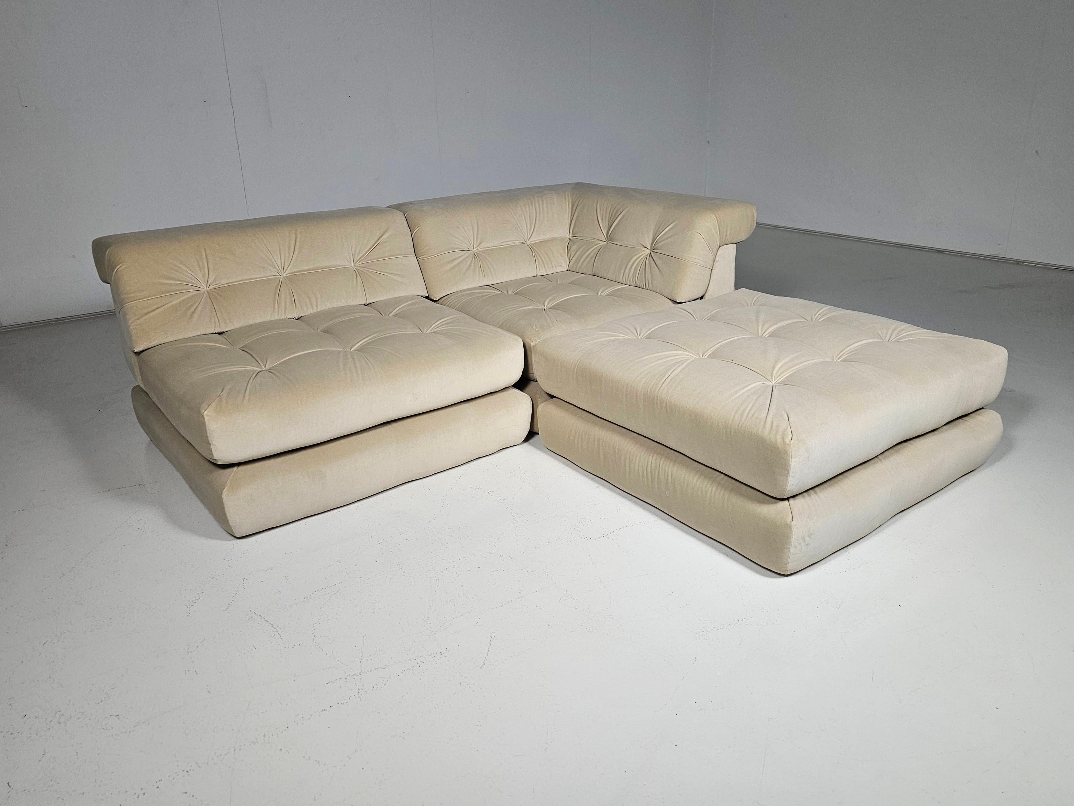 Fin du 20e siècle Canapé Mah Jong en lin, velours de coton par Roche Bobois, France, 1970 en vente