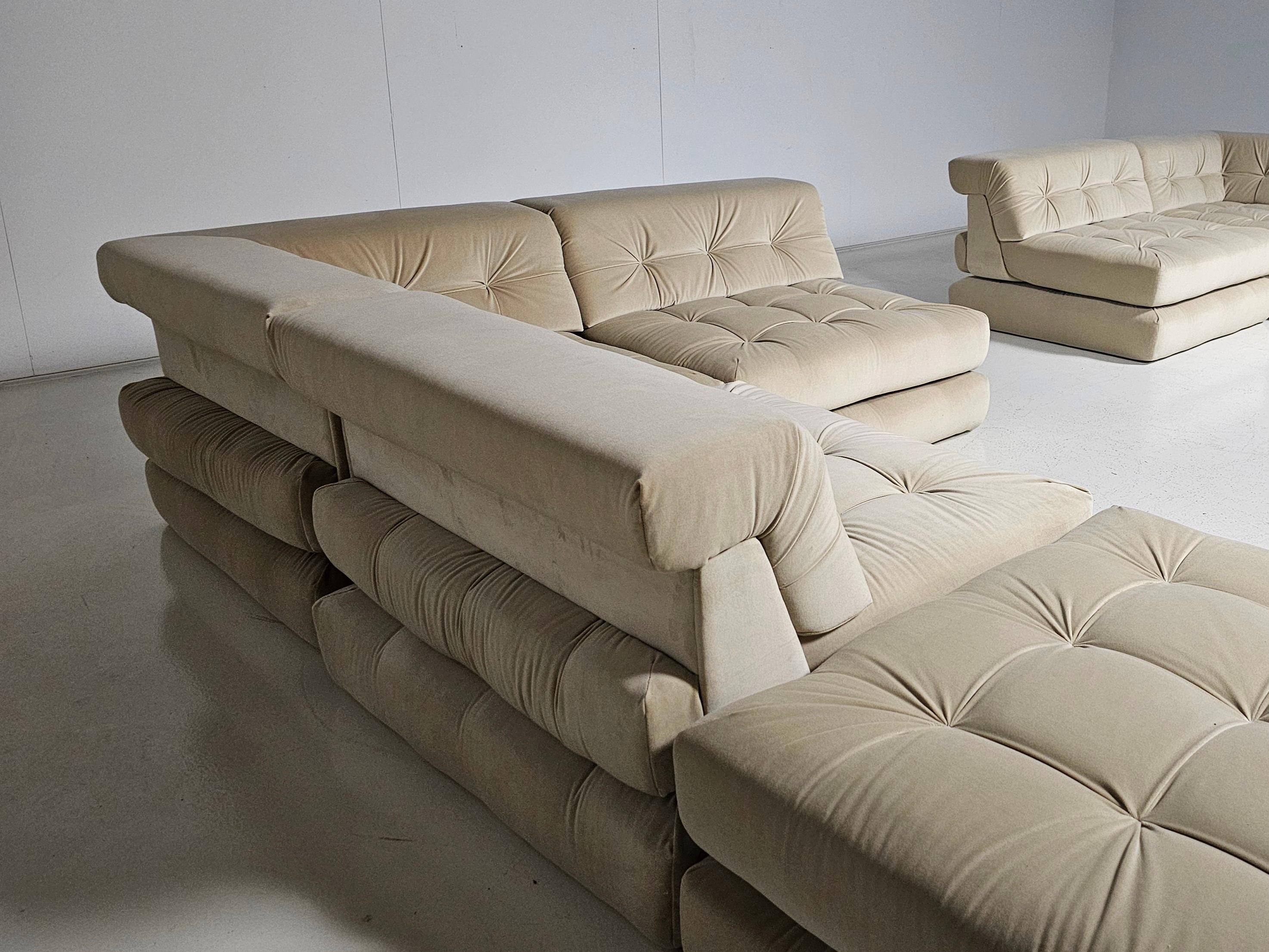 Tissu Canapé Mah Jong en lin, velours de coton par Roche Bobois, France, 1970 en vente