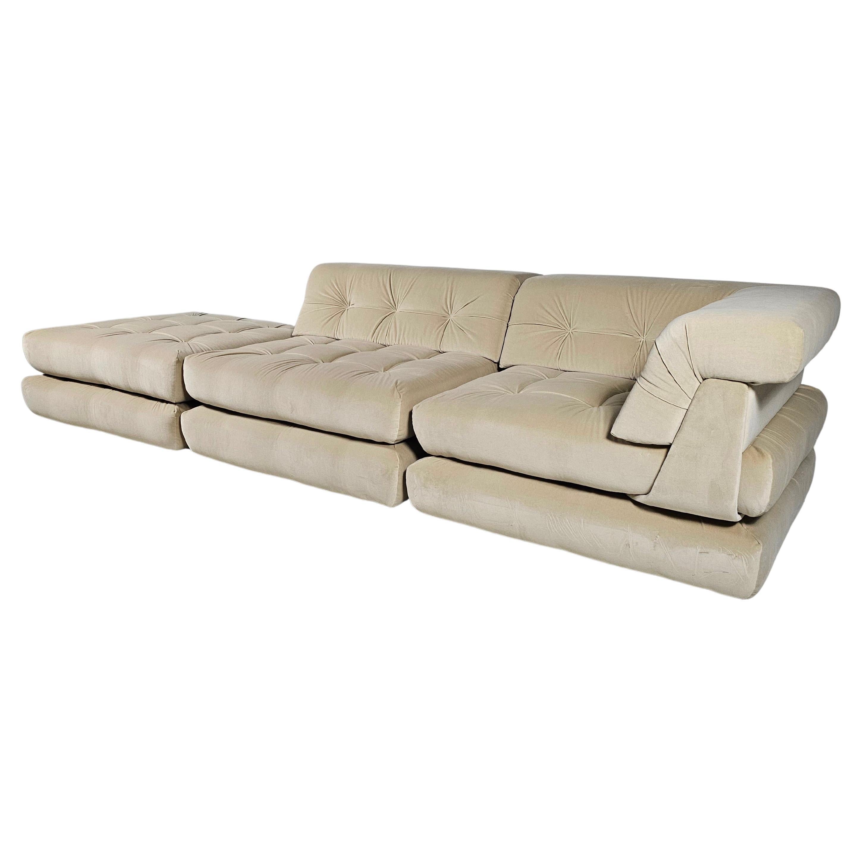 Canapé Mah Jong en lin, velours de coton par Roche Bobois, France, 1970 en vente