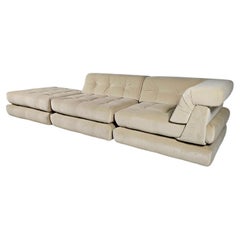 Canapé Mah Jong en lin, velours de coton par Roche Bobois, France, 1970