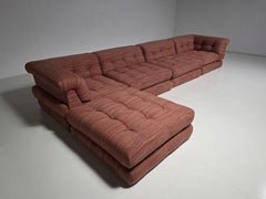 Mah Jong sofa in woven wool/cotton fabric by Roche Bobois, France, 1970s