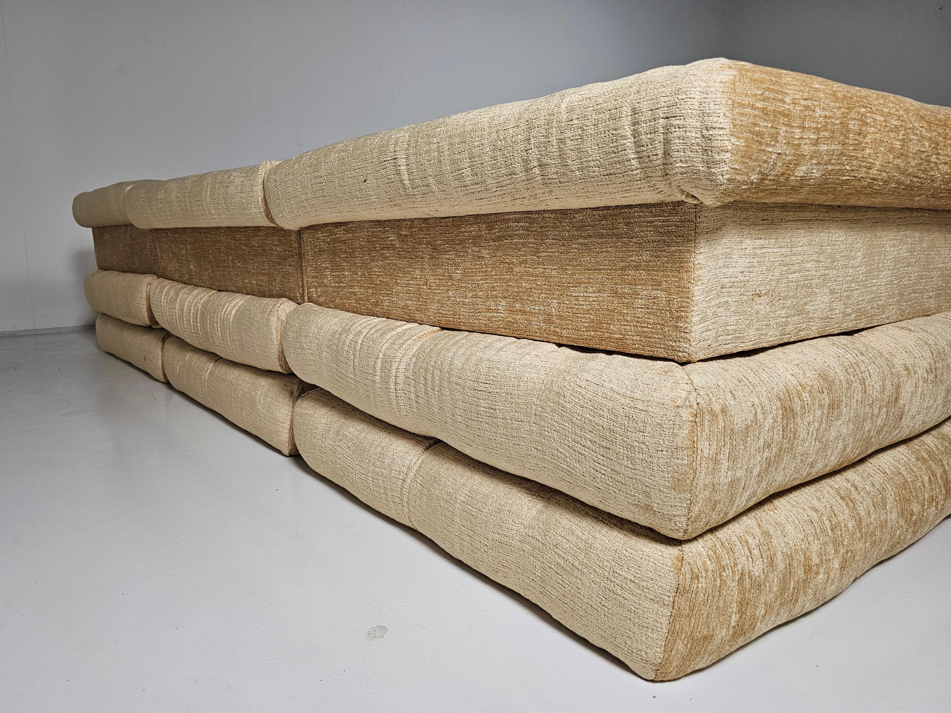 Mah Jong sofa in chenille fabric  by Hans Hopfer, Roche Bobois, France, 1970s 2