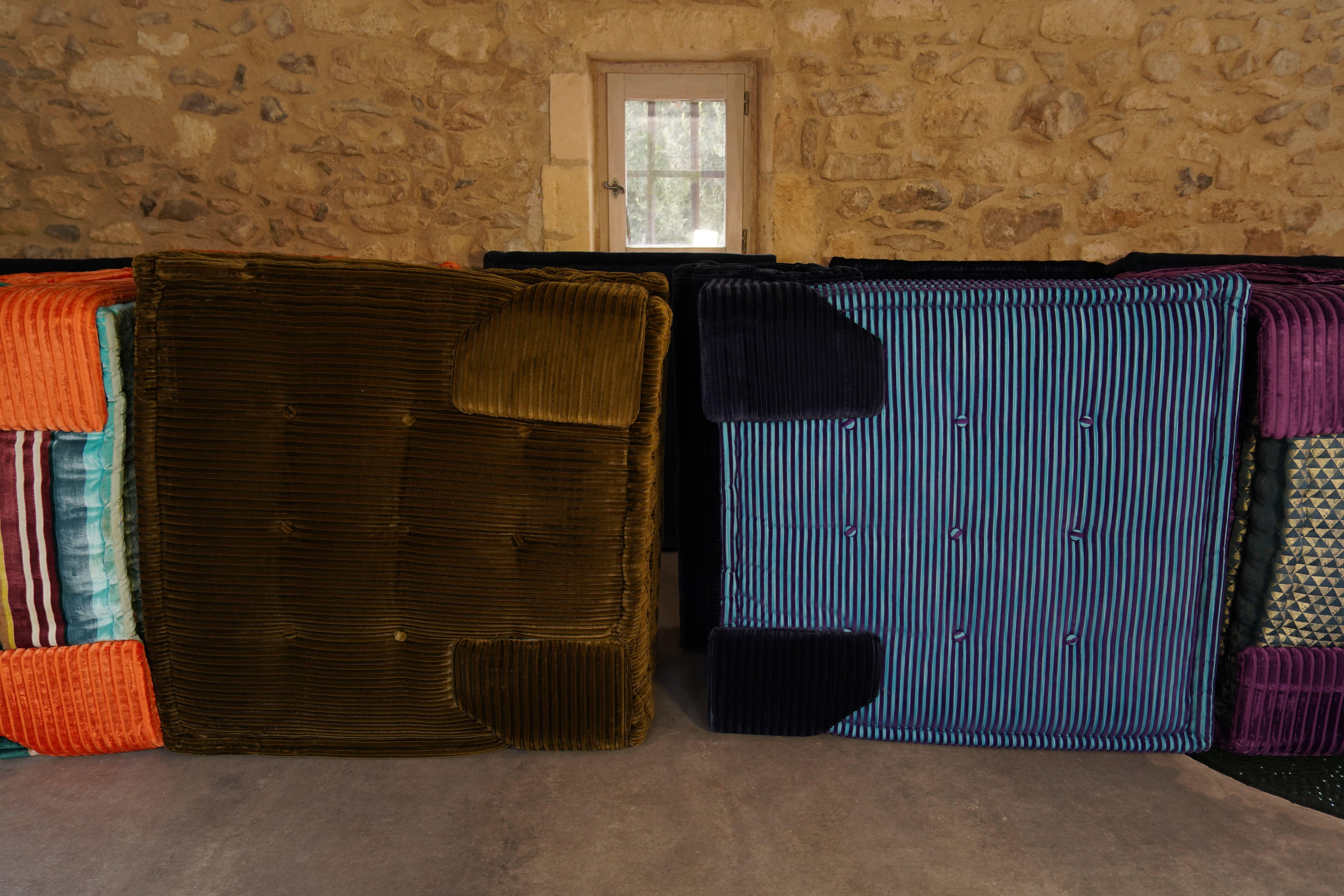 Fabric Mah Jong Velvet Kenzo Modular Sofa by Hans Hopfer for Roche Bobois, Italy 2018