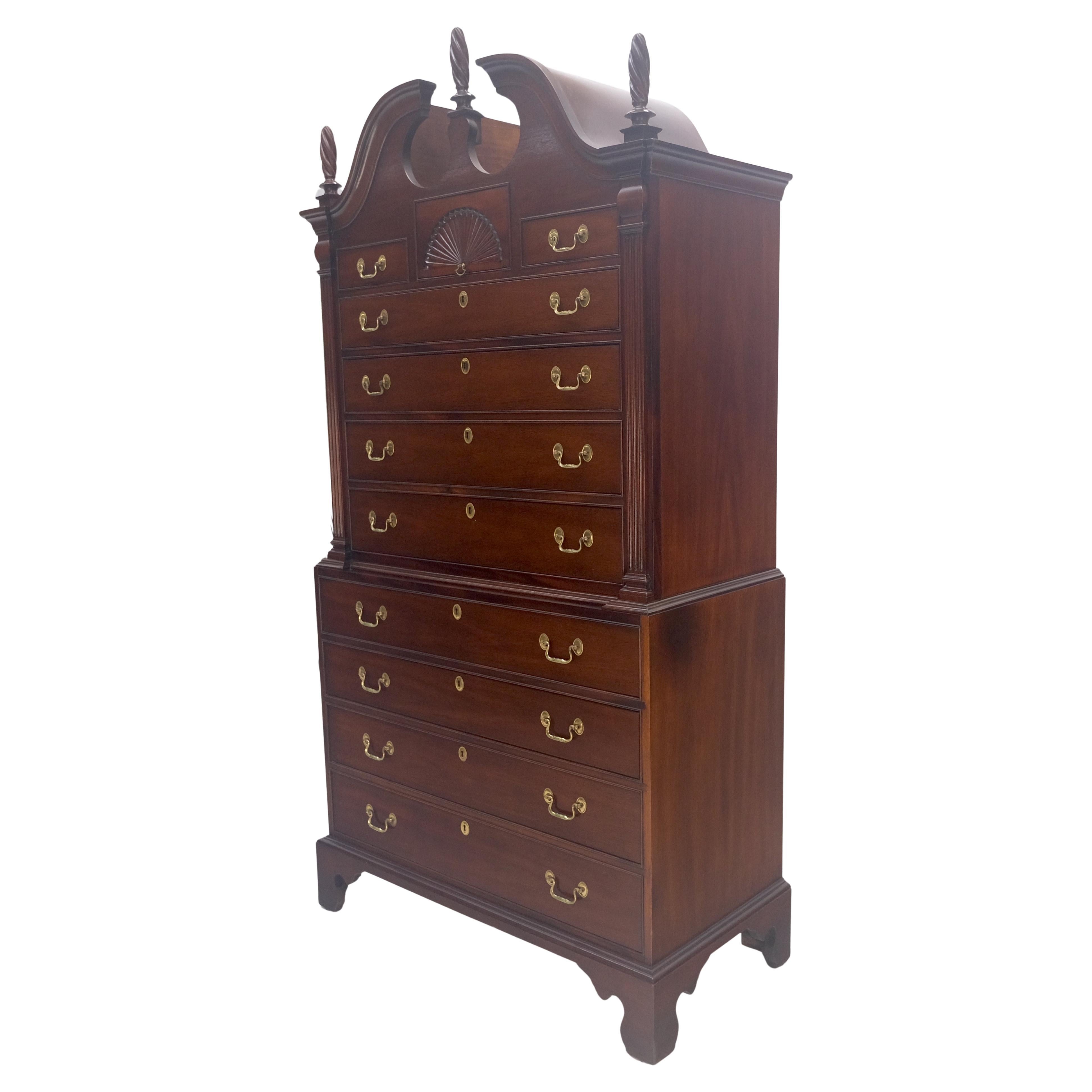 Mahagony 83" Tall 11 Drawers Finials Highboy Chest Dresser Chippendale MINT