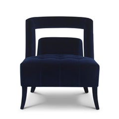 Sillón Mahal con Tela de Terciopelo Azul