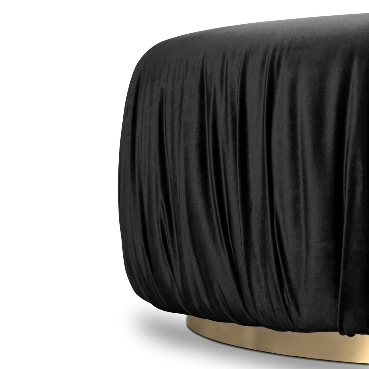 Mahal Ottoman with Black Pleated Fabric In New Condition For Sale In Paris, FR
