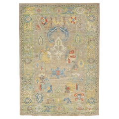 Mahal  Tapis en laine de taille normale avec design floral contemporain