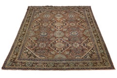 Mahal Wool Area Rug - Transitional Geometric Floral Design - Earth Tone Decor