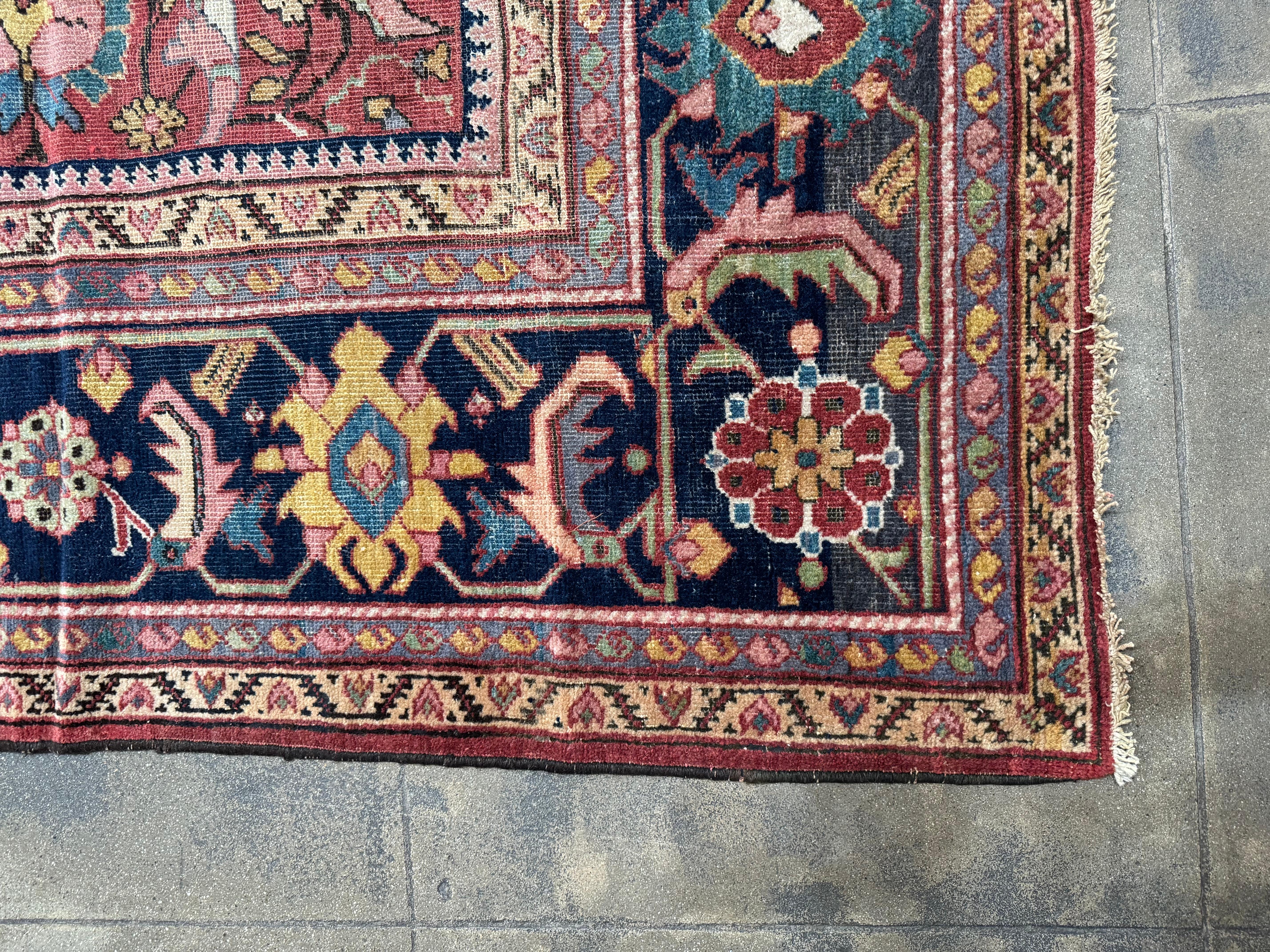 Persiano Tappeto Mahal in lana - 12′3″ × 8′10″ in vendita