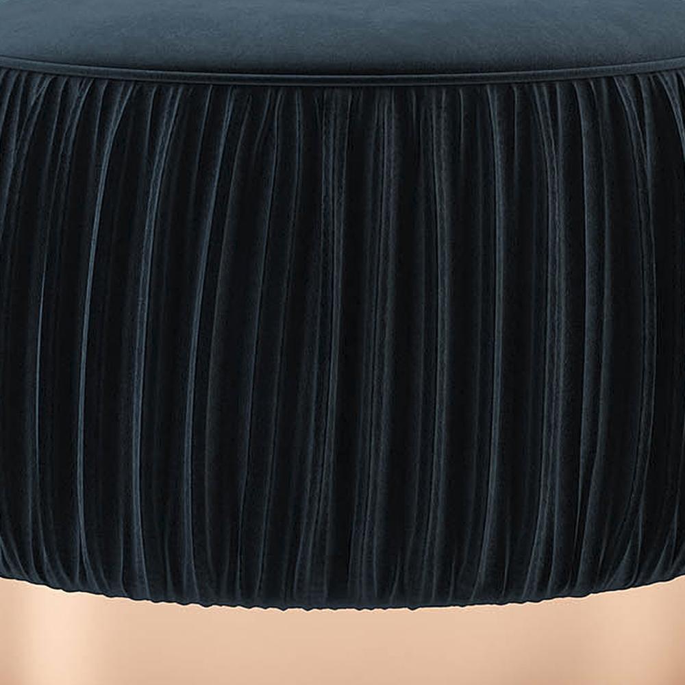 Mahalian Medium Stool with Pleated Deep Blue Fabric In New Condition For Sale In Paris, FR