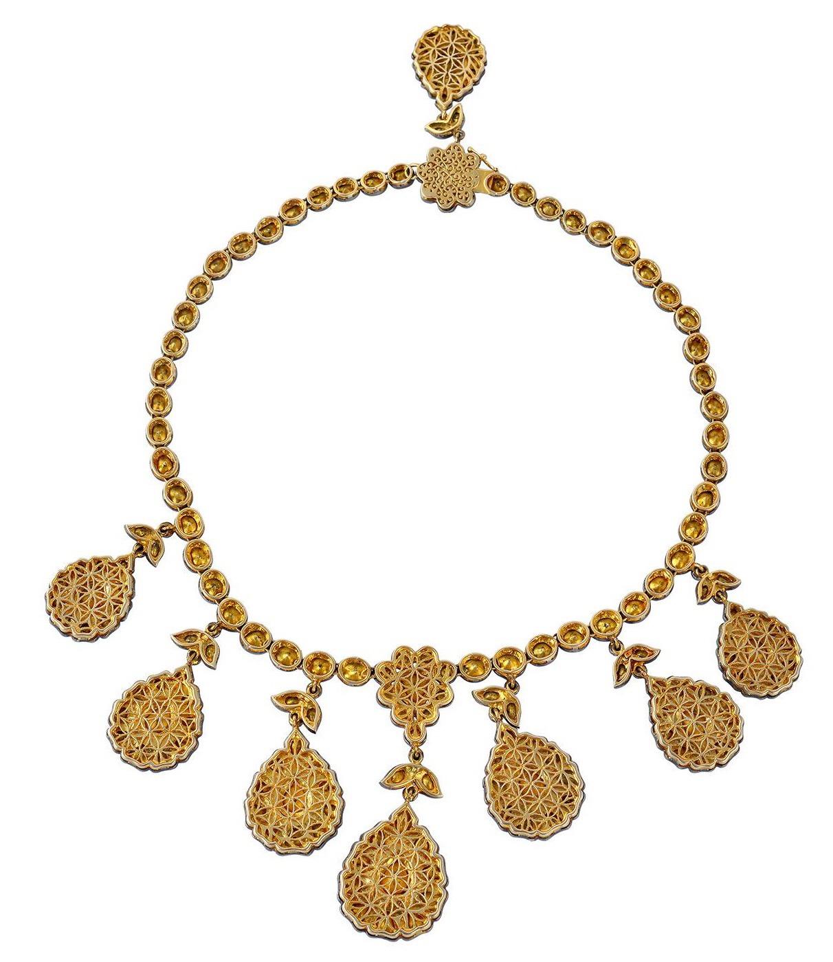 Halskette mit 12,59 Karat Diamanten im Rosenschliff von Maharaja (Kunsthandwerker*in) im Angebot