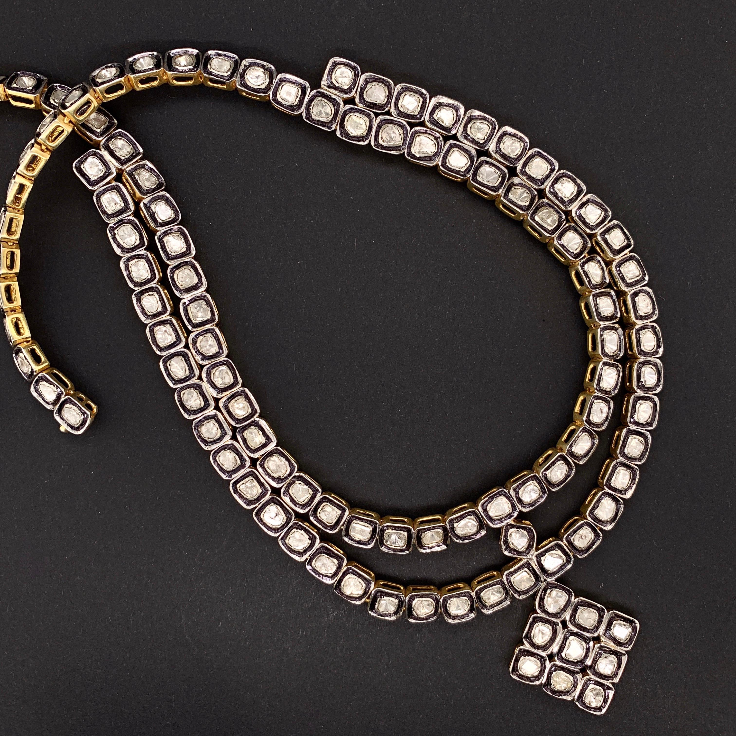 Round Cut Mughal 17 Carat Fancy Cut Diamond Necklace Pendant For Sale