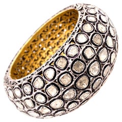 Maharaja 25 Carat Diamond Silver Gold Bangle Bracelet