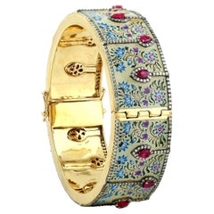 Maharaja Enamel Bangle Turquoise Rubies Diamonds