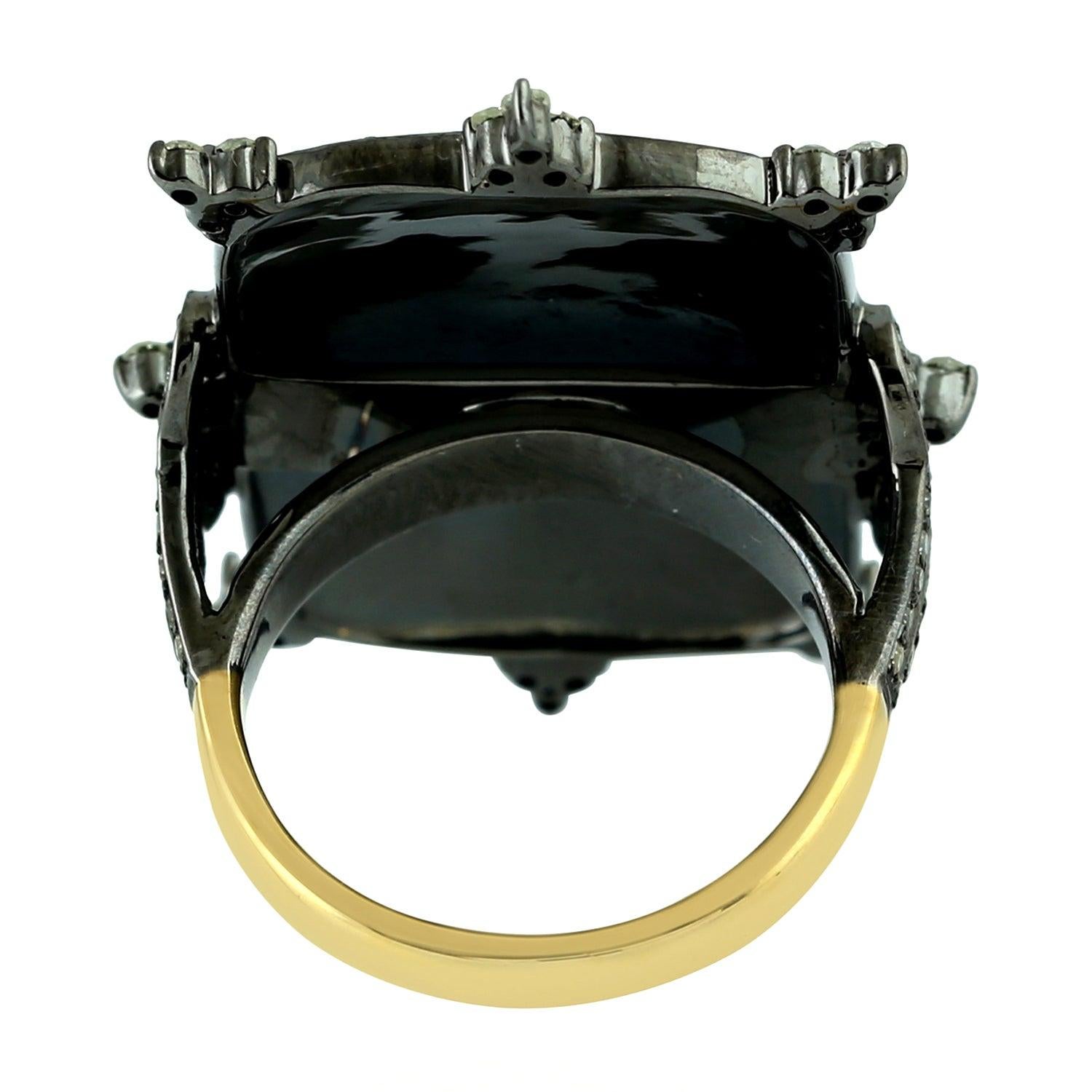 For Sale:  Maharaja Enamel Hand Painted Diamond Ring 2