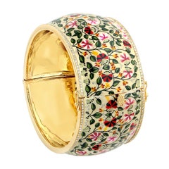 Enamel Diamond Maharaja Floral Bangle Bracelet