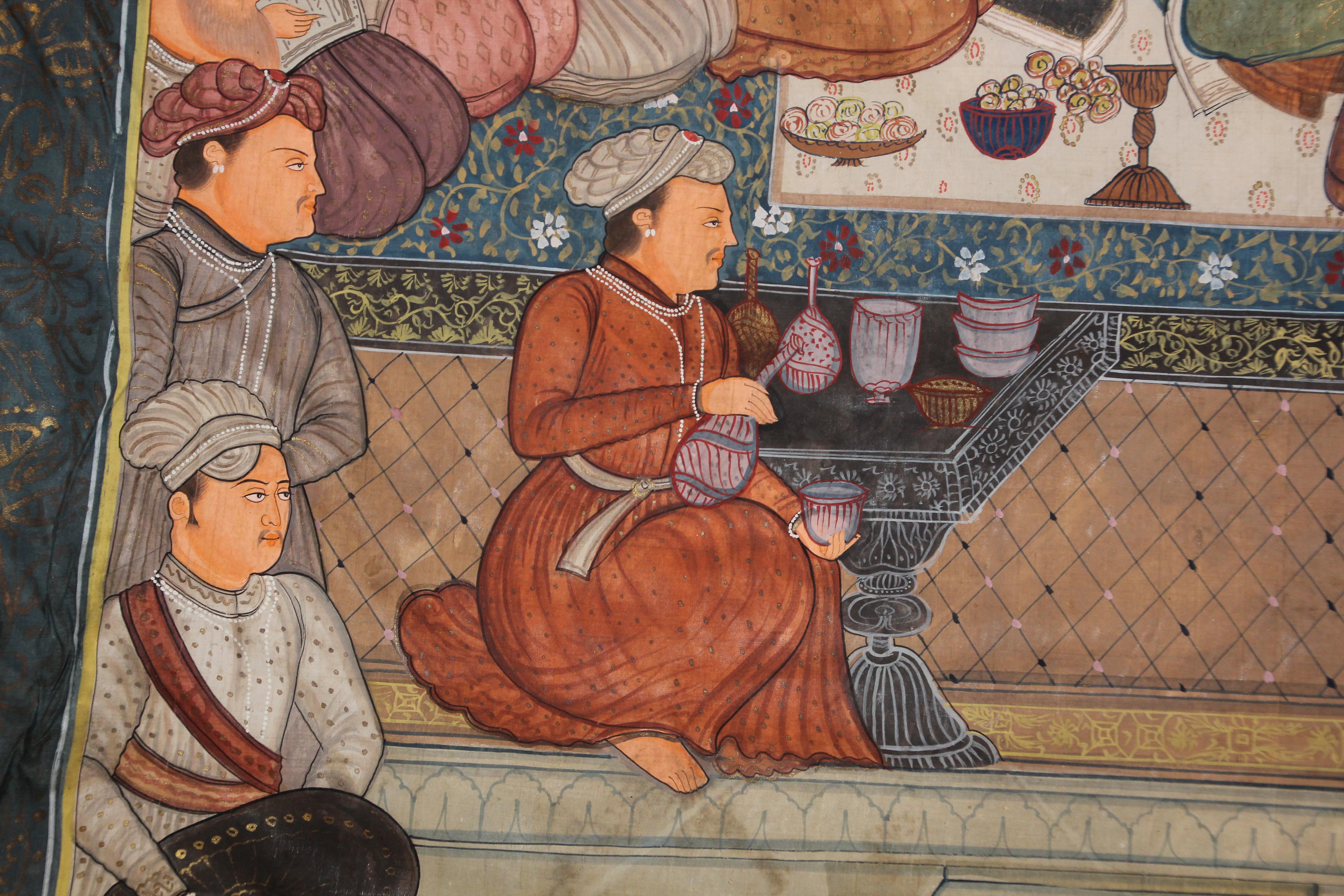 Maharaja Mughal Style Indian Art Painting on Silk 2