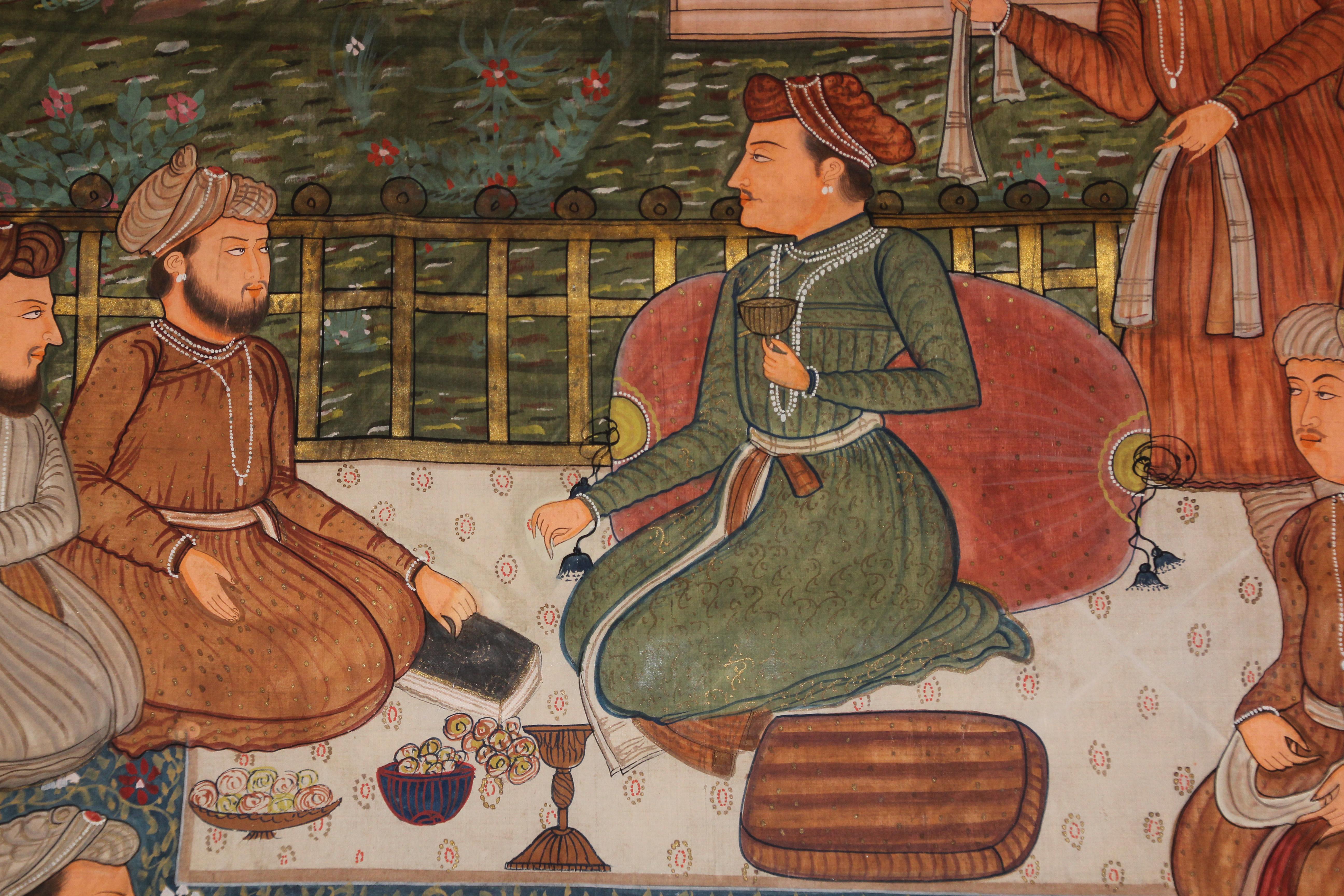 Maharaja Mughal Style Indian Art Painting on Silk 4