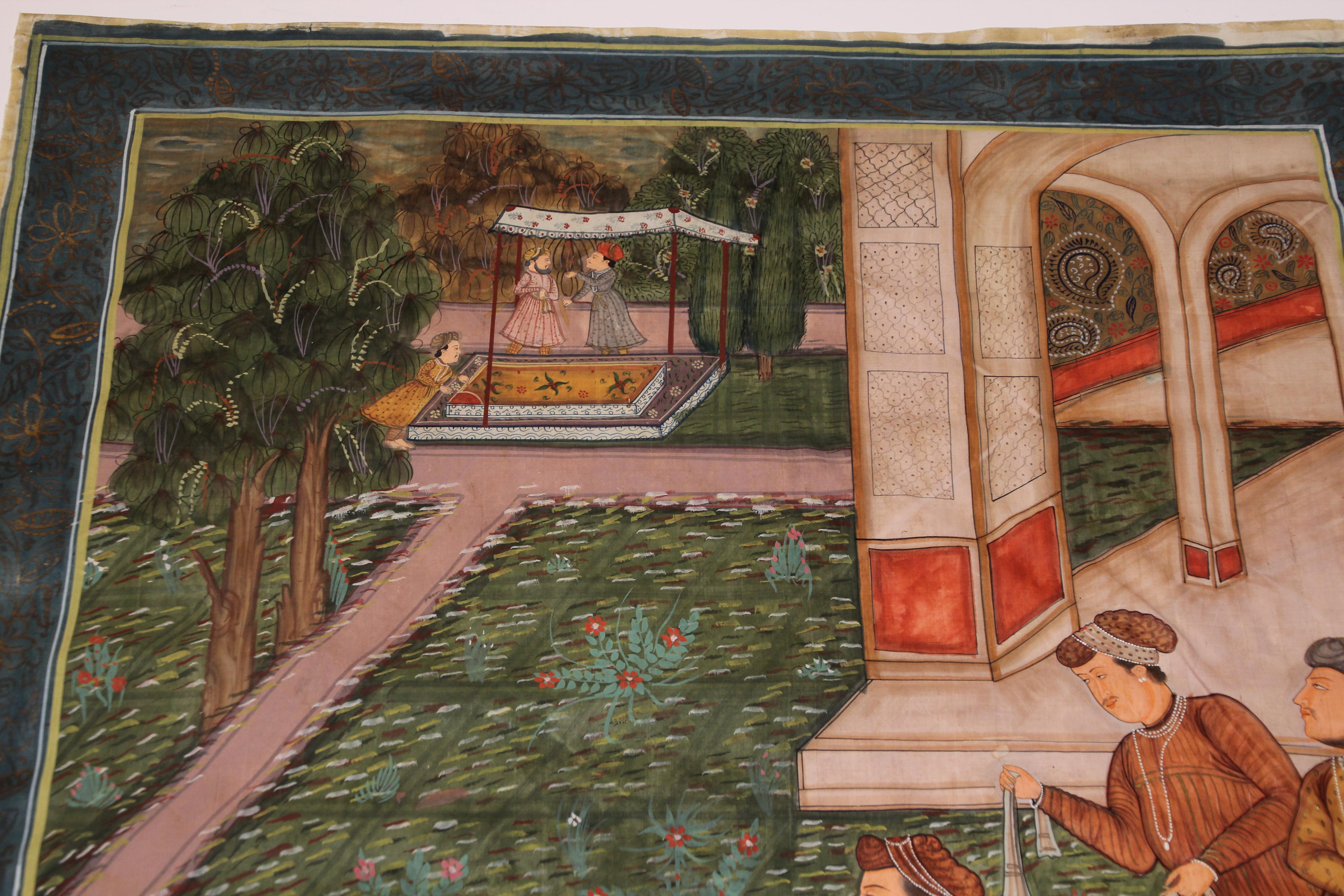 Maharaja Mughal Style Indian Art Painting on Silk 8