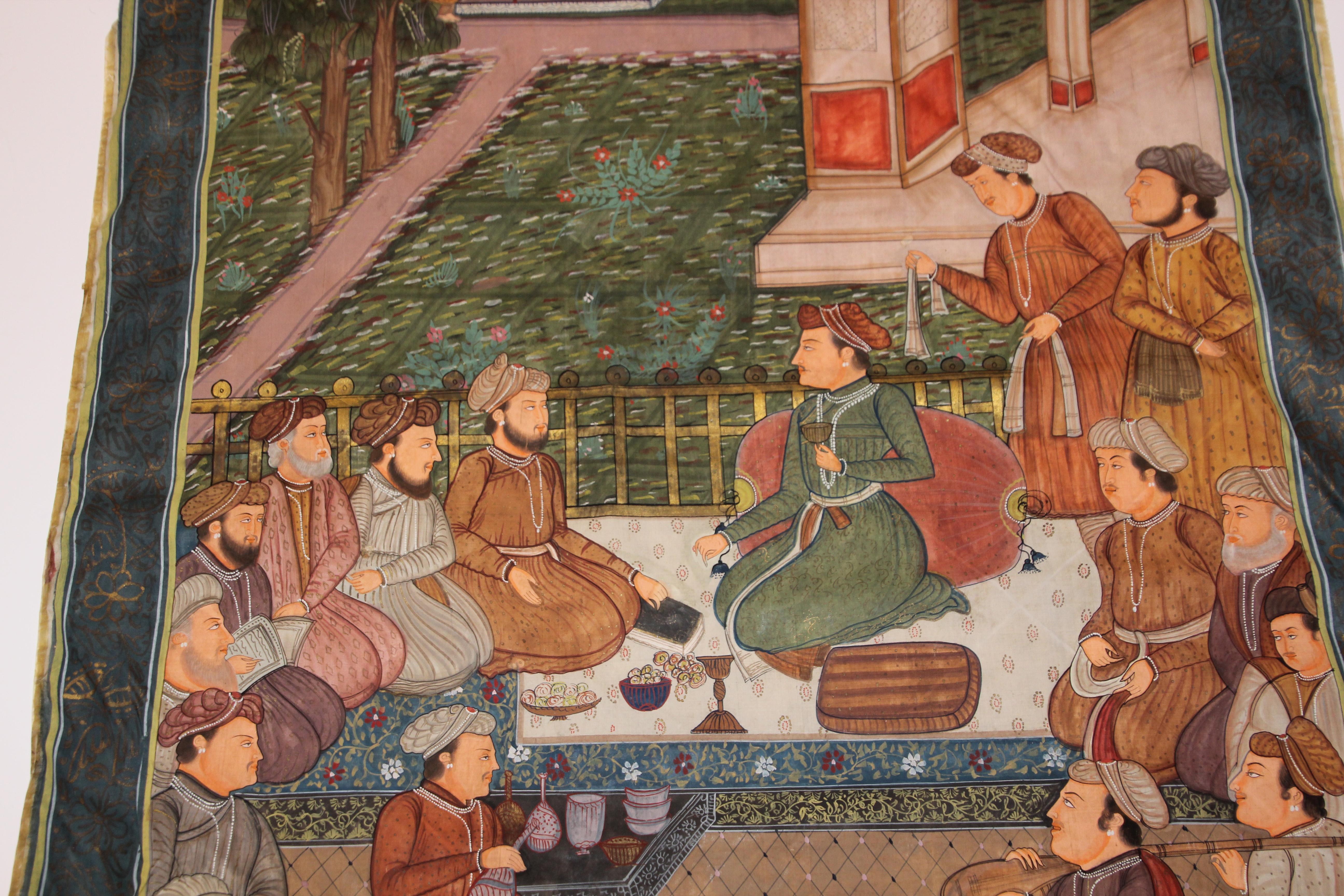 Maharaja Mughal Style Indian Art Painting on Silk 10