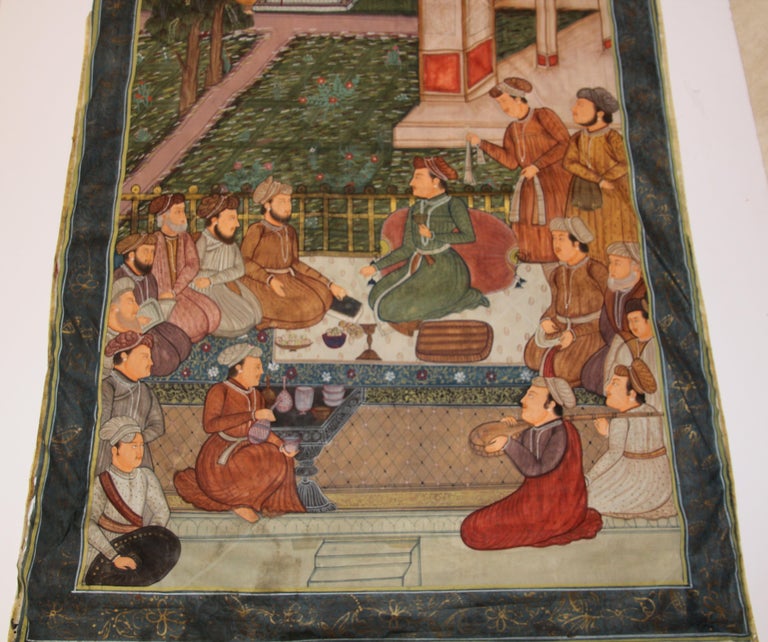 Maharaja Mughal Style Indian Art Painting on Silk For Sale 14
