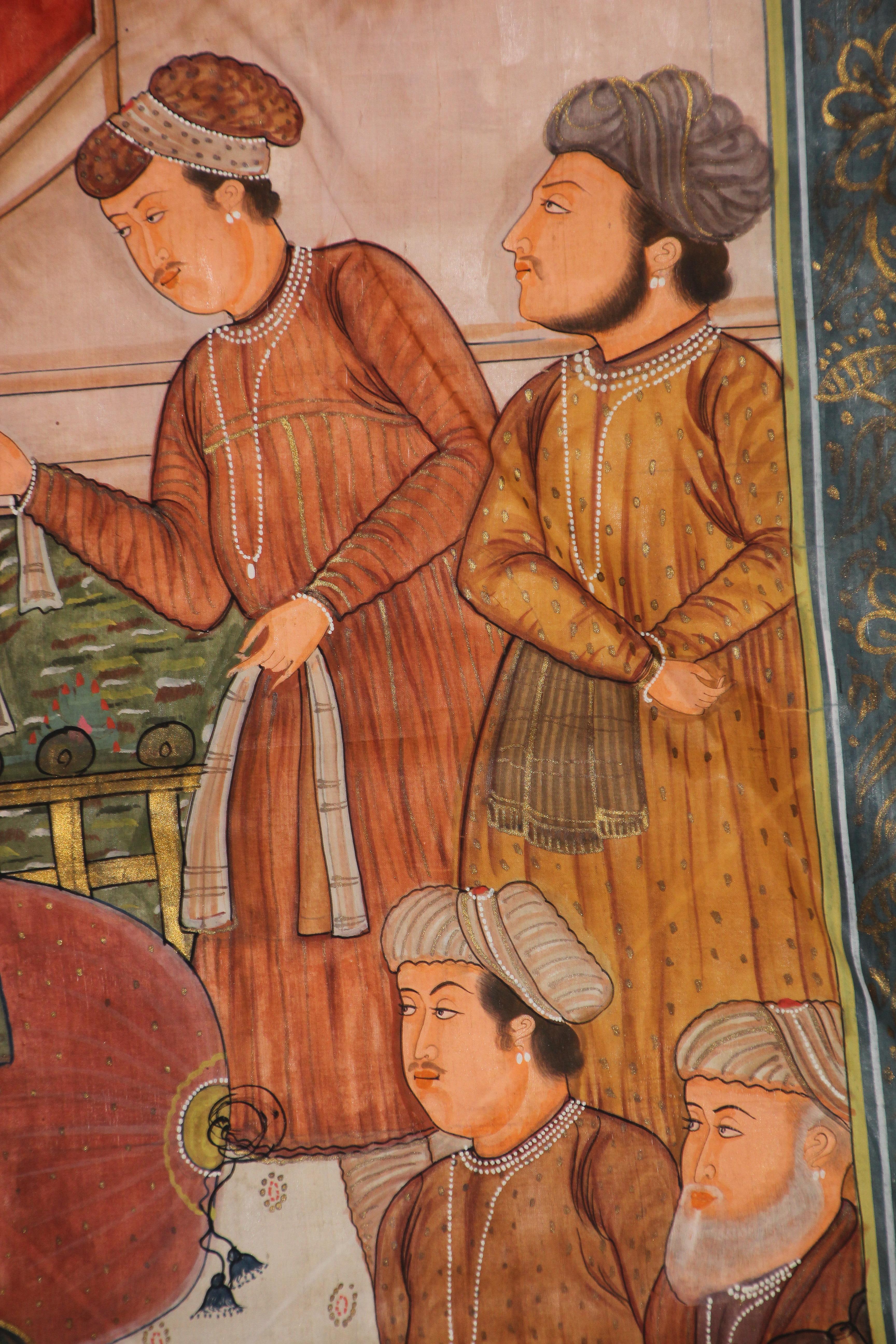 Agra Maharaja Mughal Style Indian Art Painting on Silk