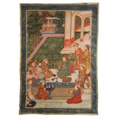 Antique Maharaja Mughal Style Indian Art Painting on Silk