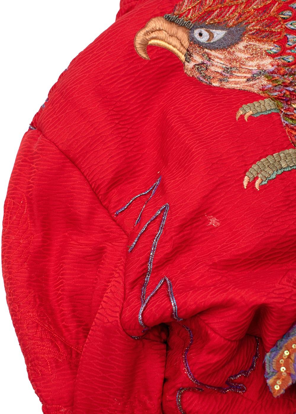 Maharishi Vintage Red Silk Phoenix Embroidered Jacket For Sale 4