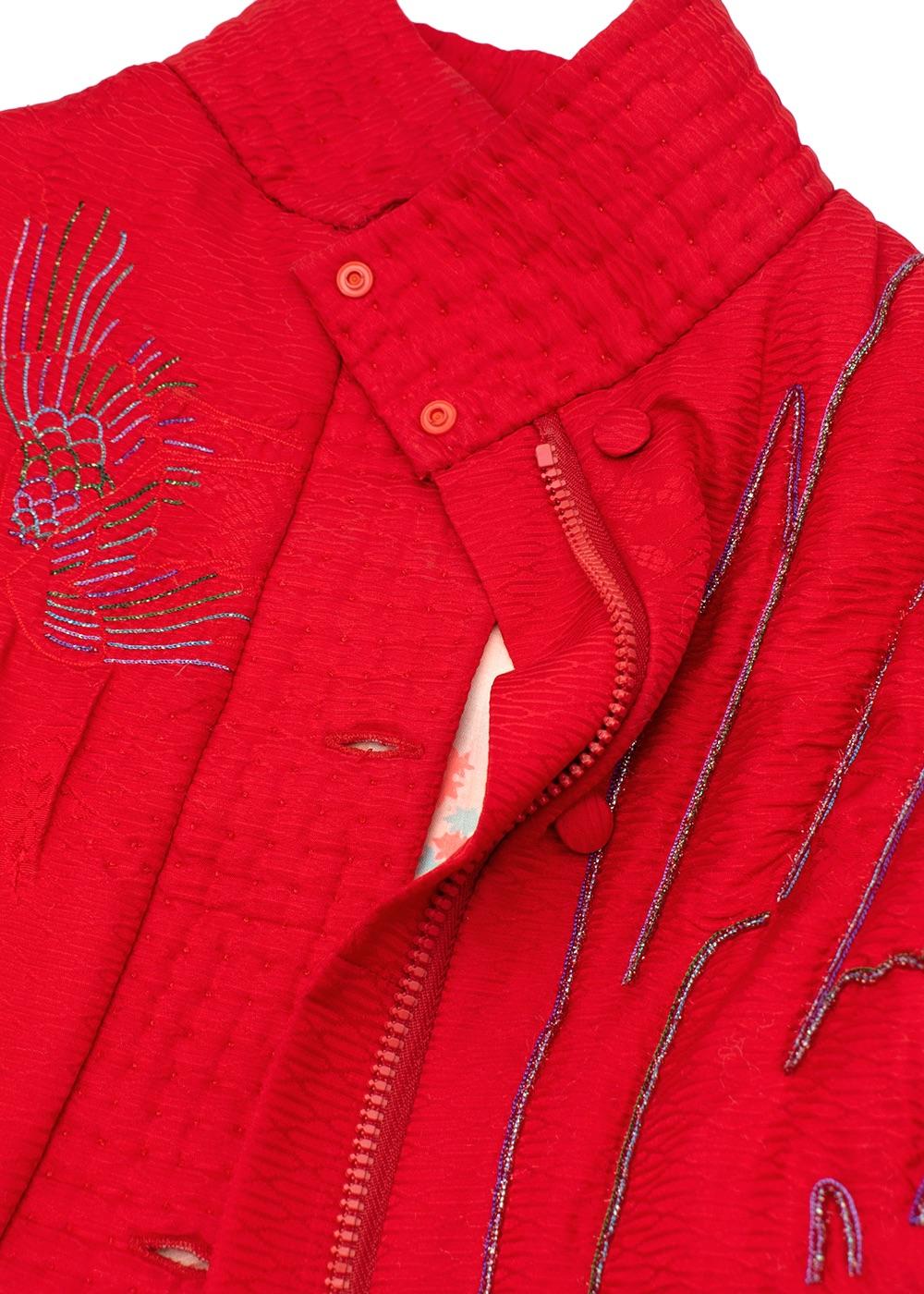 Maharishi Vintage Red Silk Phoenix Embroidered Jacket For Sale 2