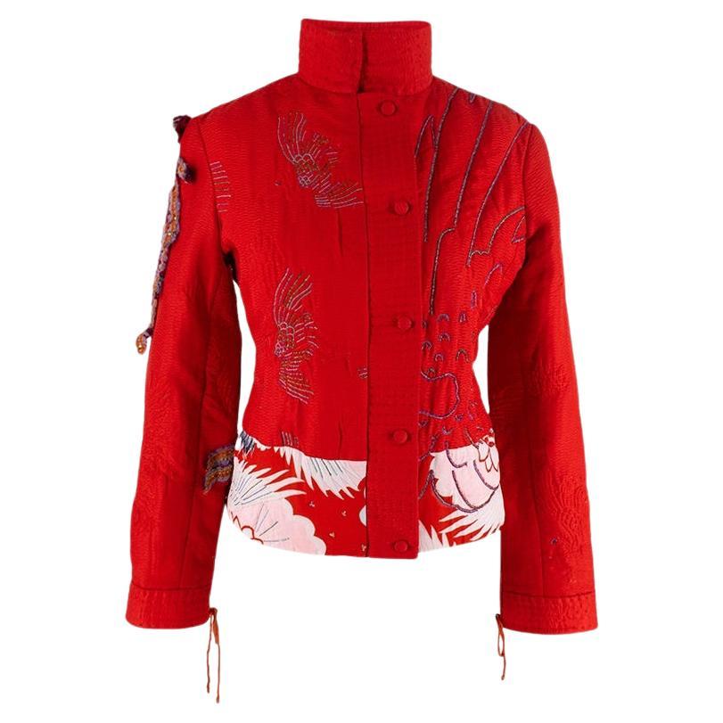 Maharishi Vintage Red Silk Phoenix Embroidered Jacket For Sale