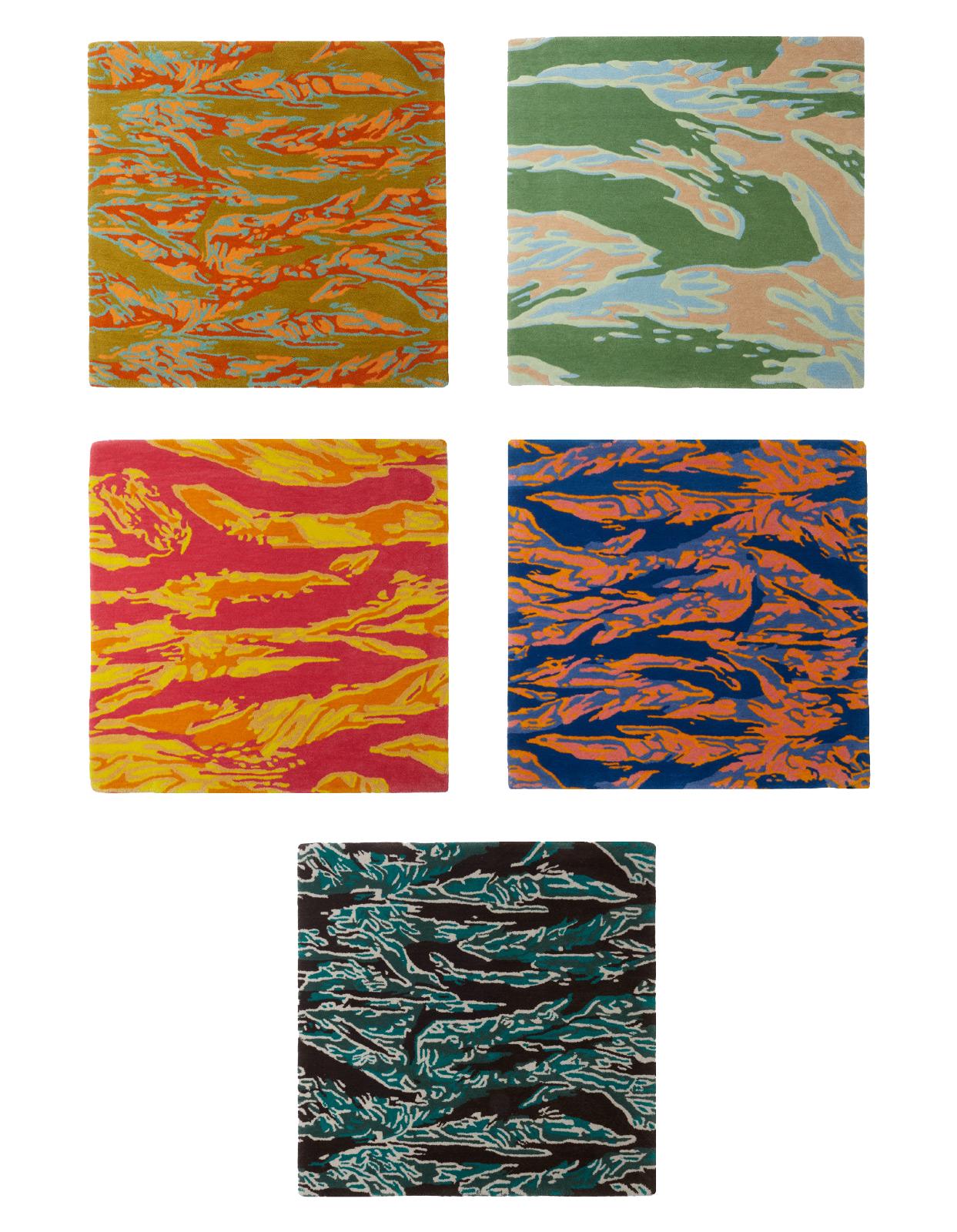 Indian Maharishi x Andy Warhol Maha Warhol Tigerskins Wool Rug, Woodland For Sale